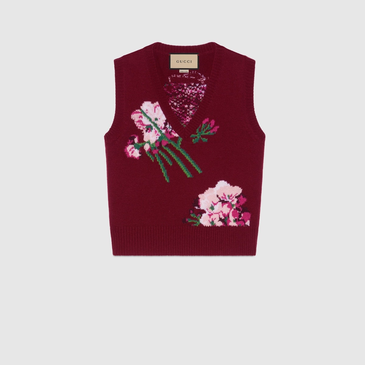 Flowers intarsia wool vest - 1