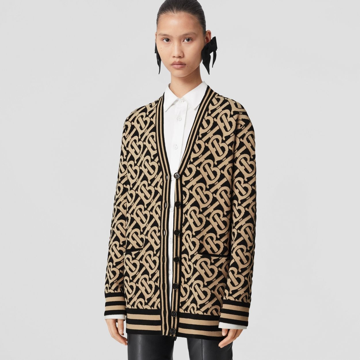 Monogram Wool Blend Jacquard Oversized Cardigan - 2