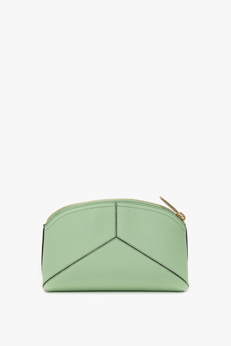 Victoria Mini Wash Bag In Jade Grained Leather 4