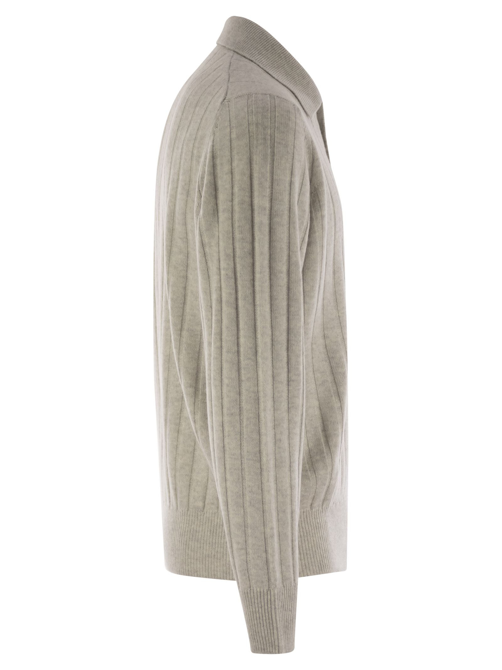 Brunello Cucinelli Men Cashmere Knit Polo Shirt - 3