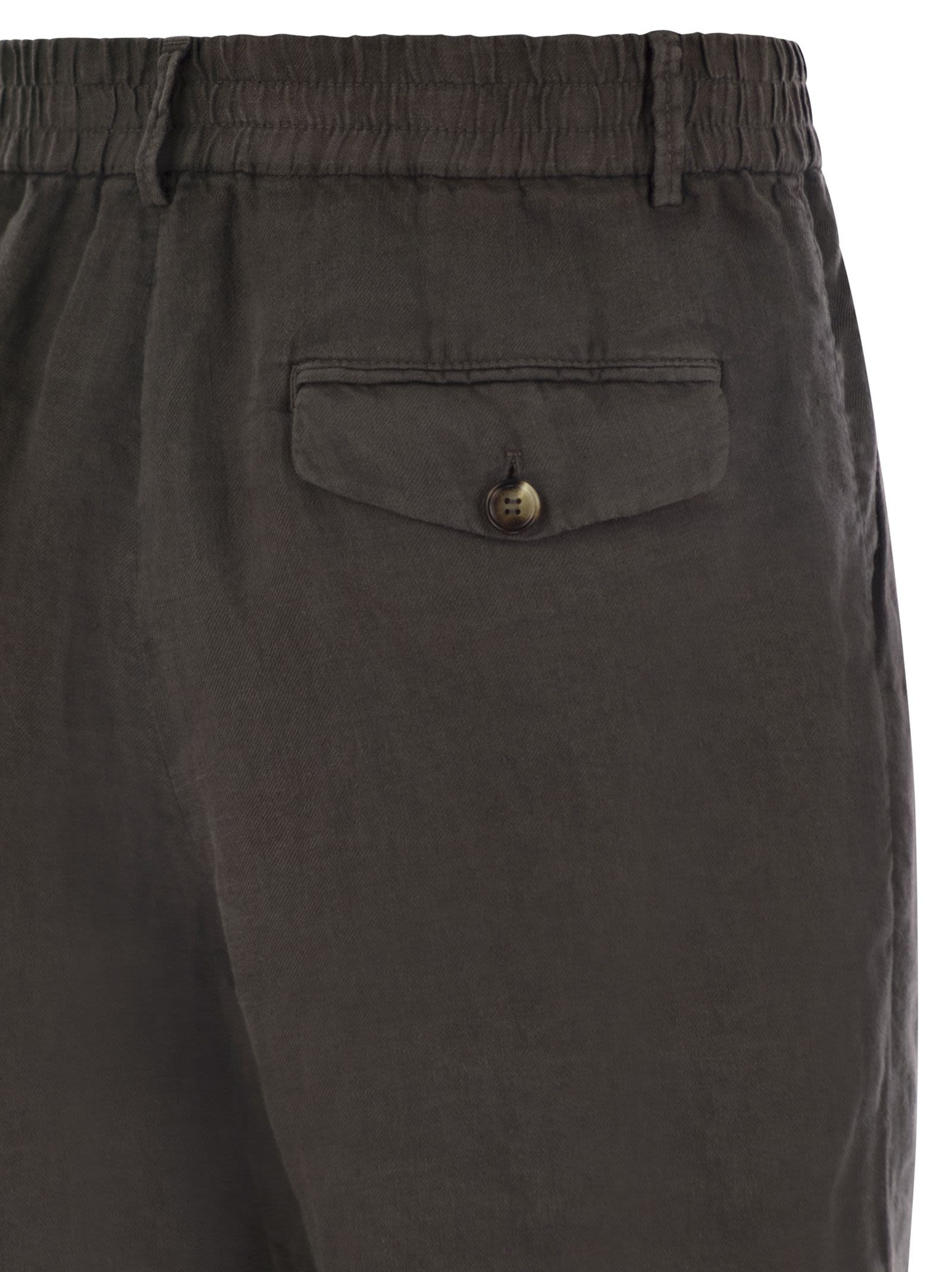 Brunello Cucinelli Men Bermuda Shorts In Light Délavé Linen Canvas - 4