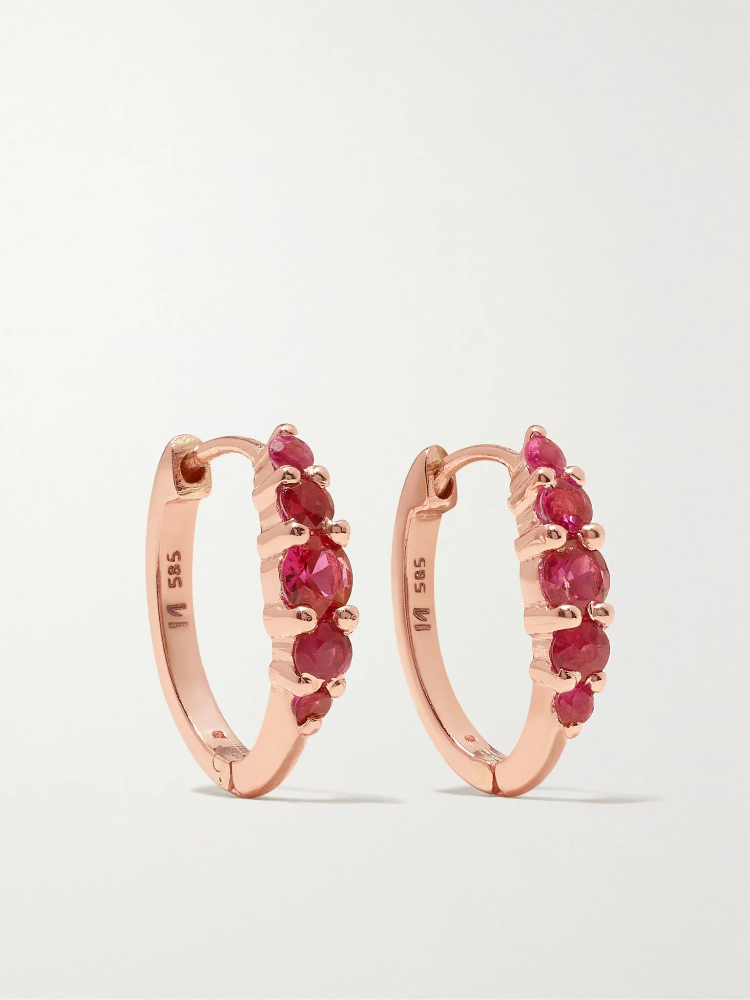 Rivulet medium 18-karat rose gold ruby hoop earrings Red - 1