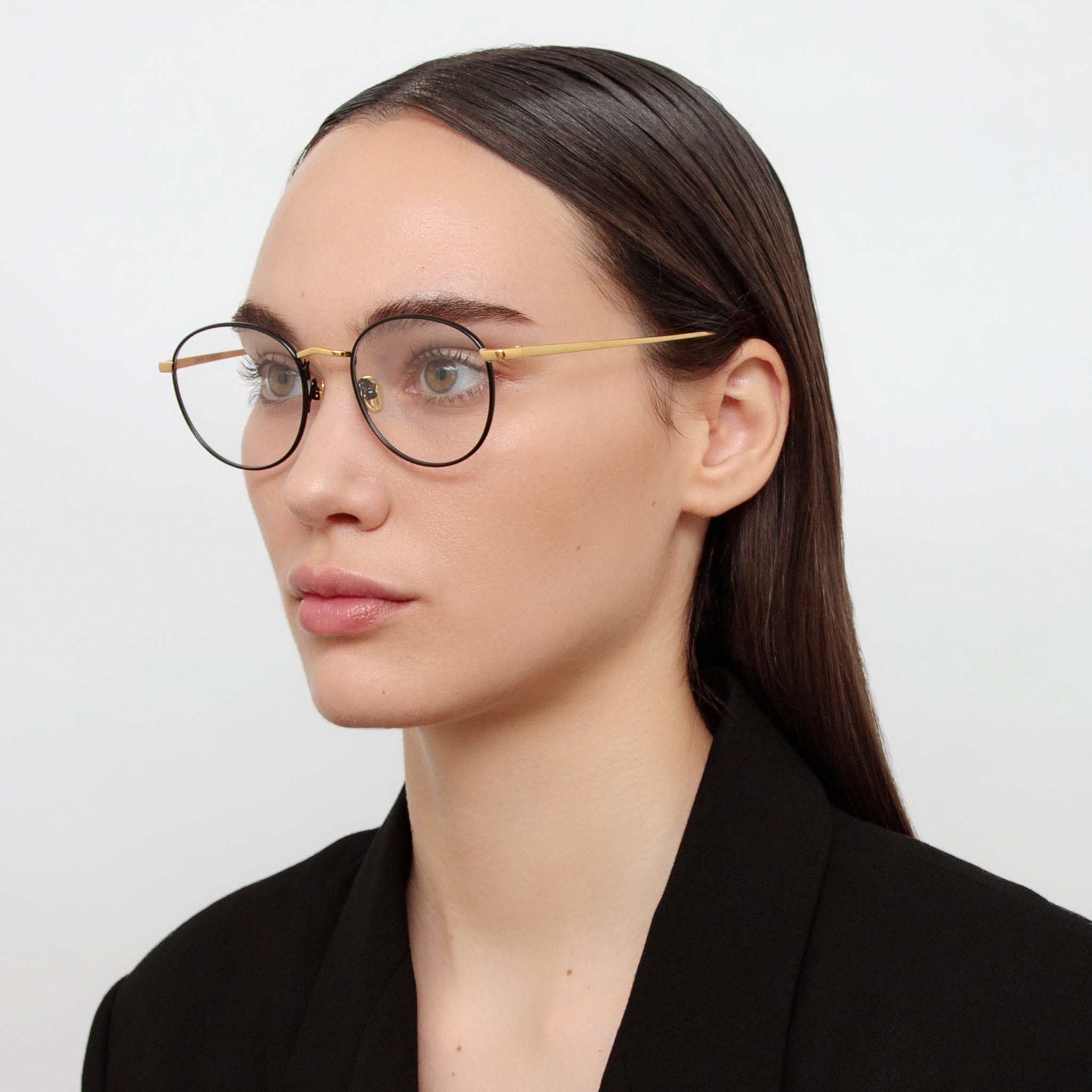 THE HARRISON | OVAL OPTICAL FRAME IN BLACK AND YELLOW GOLD - 3