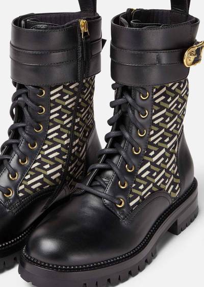 VERSACE Safety Pin La Greca Leather Boots outlook