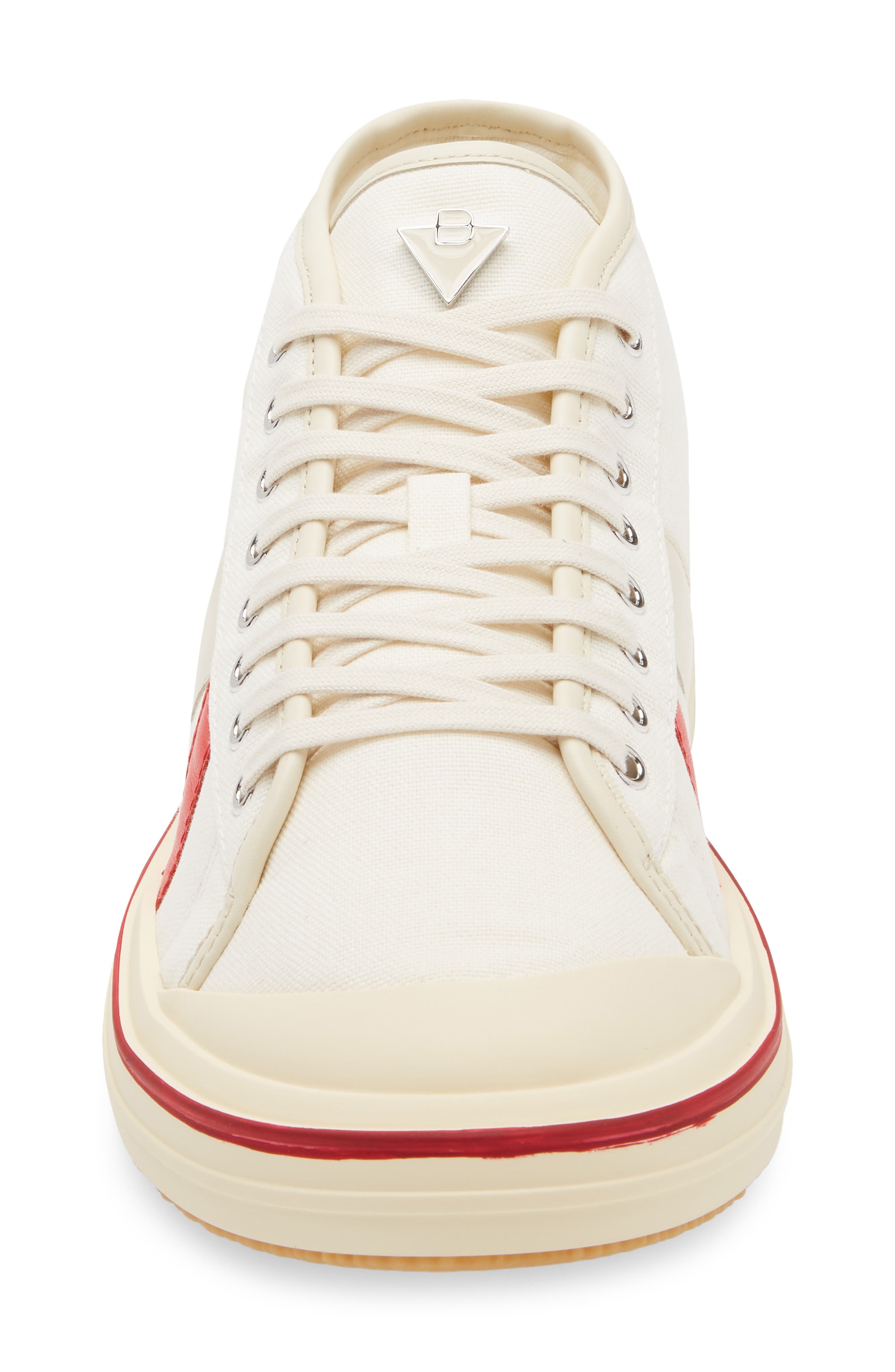Bottega Veneta Eliot Mixed Media Mid Top Sneaker in 9642 White/Sea Salt at Nordstrom - 4