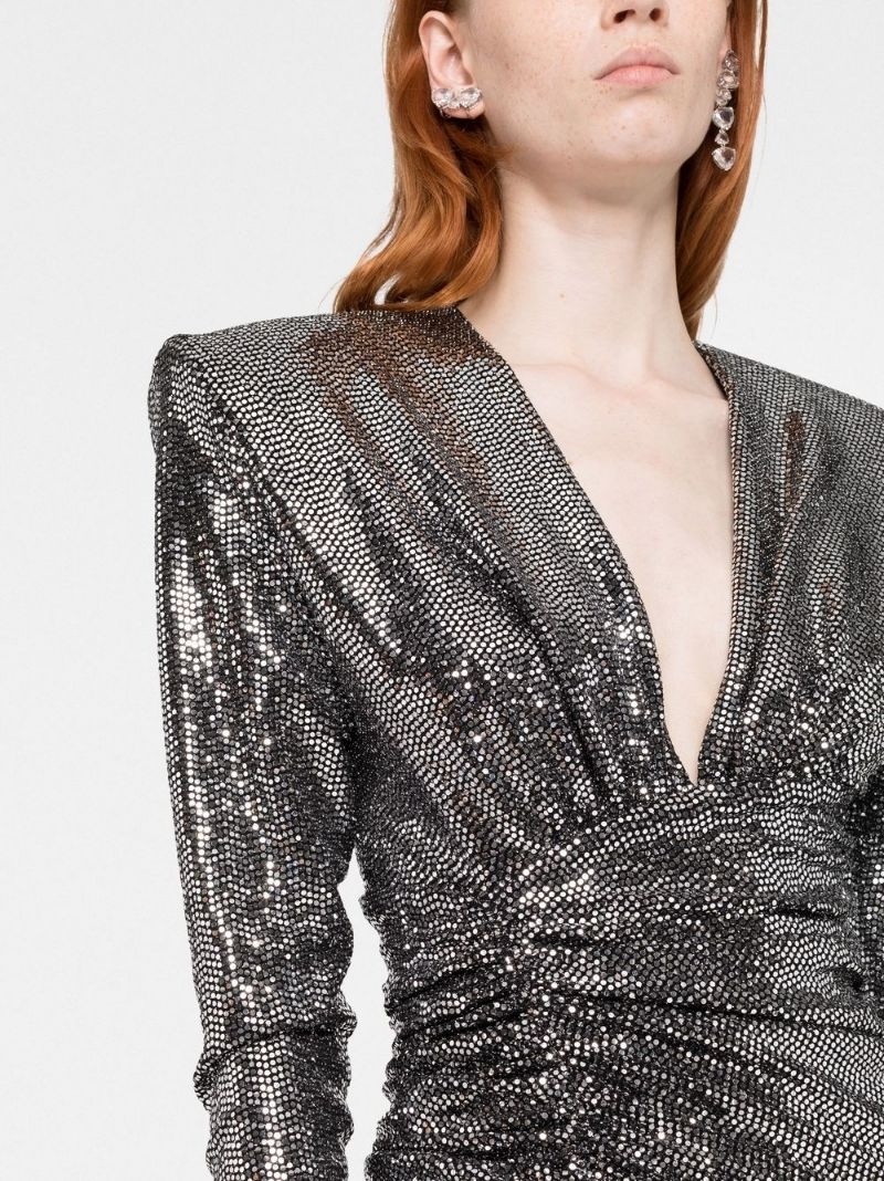 metallic gathered minidress - 5
