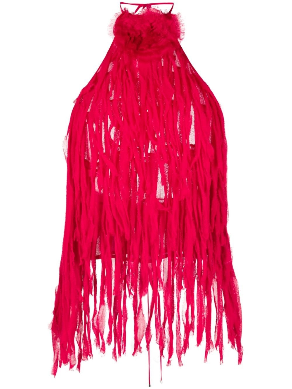 fringe-design open-back top - 1