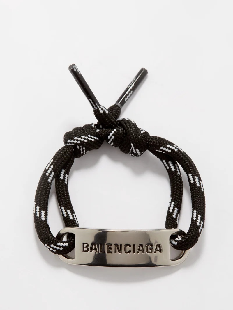 BALENCIAGA Plate logo-engraved corded bracelet