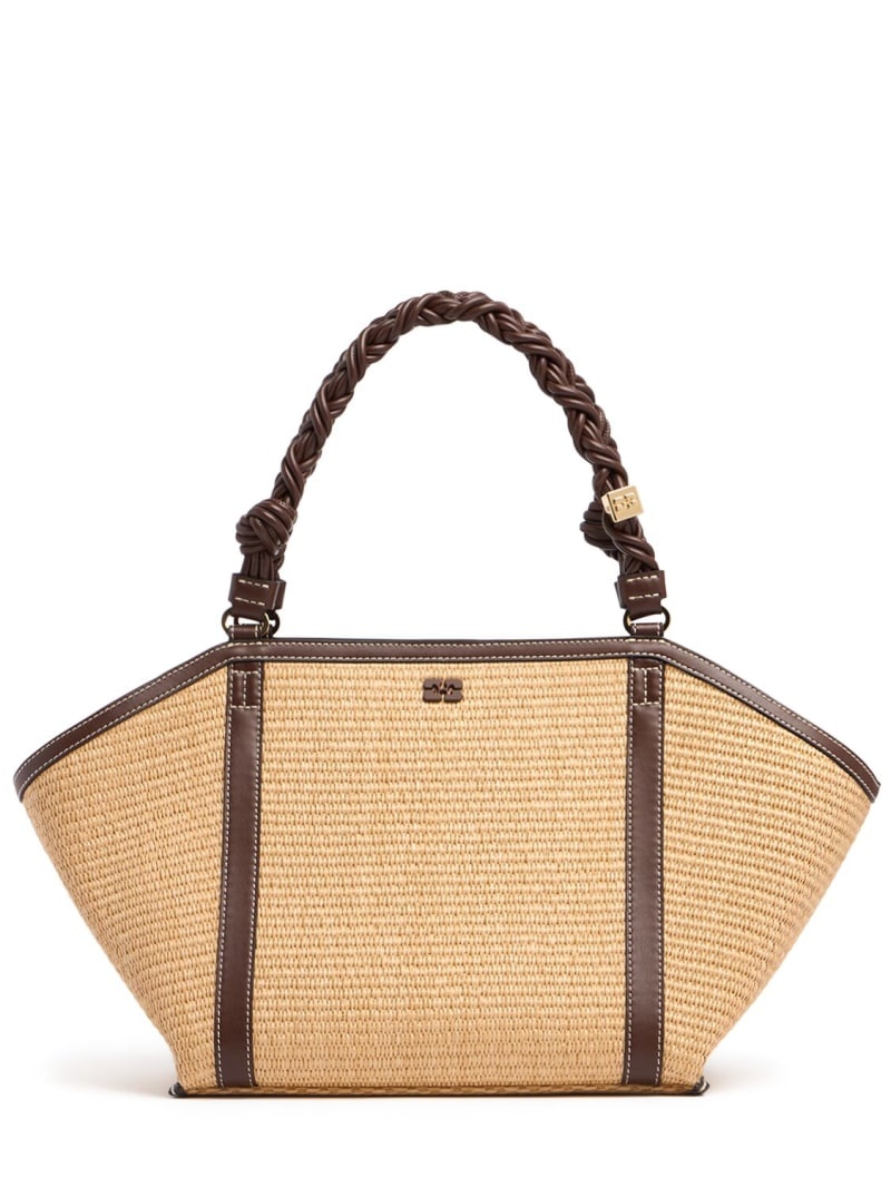 トートバッグ Ganni Easy Medium Shopper Bag - Raffia - Brown Ganni Easy Medium Shopper Bag - Raffia - Brown Tote Bag