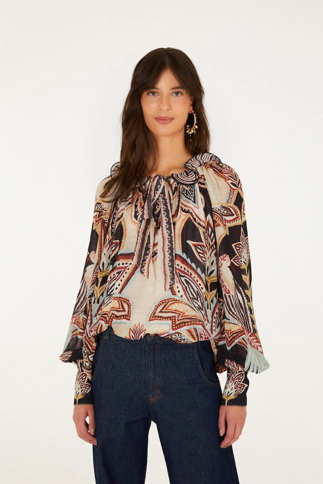Tapestry Dream Ties Long Sleeve Blouse - 1