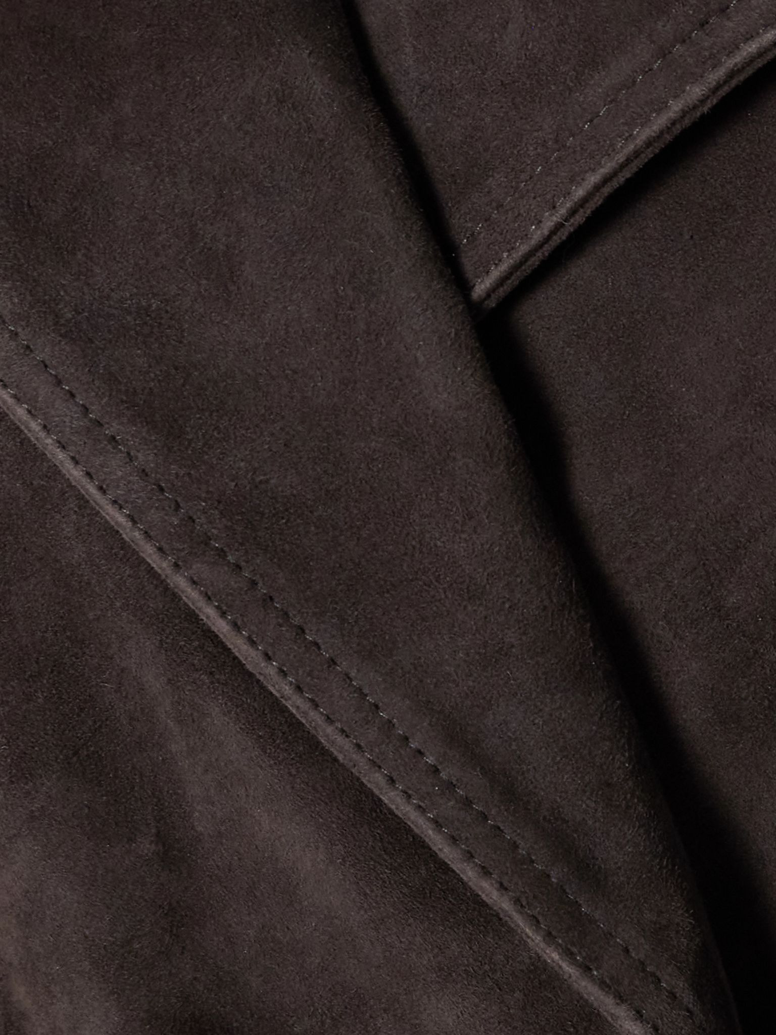 Double-breasted suede trench coat Dark brown - 4