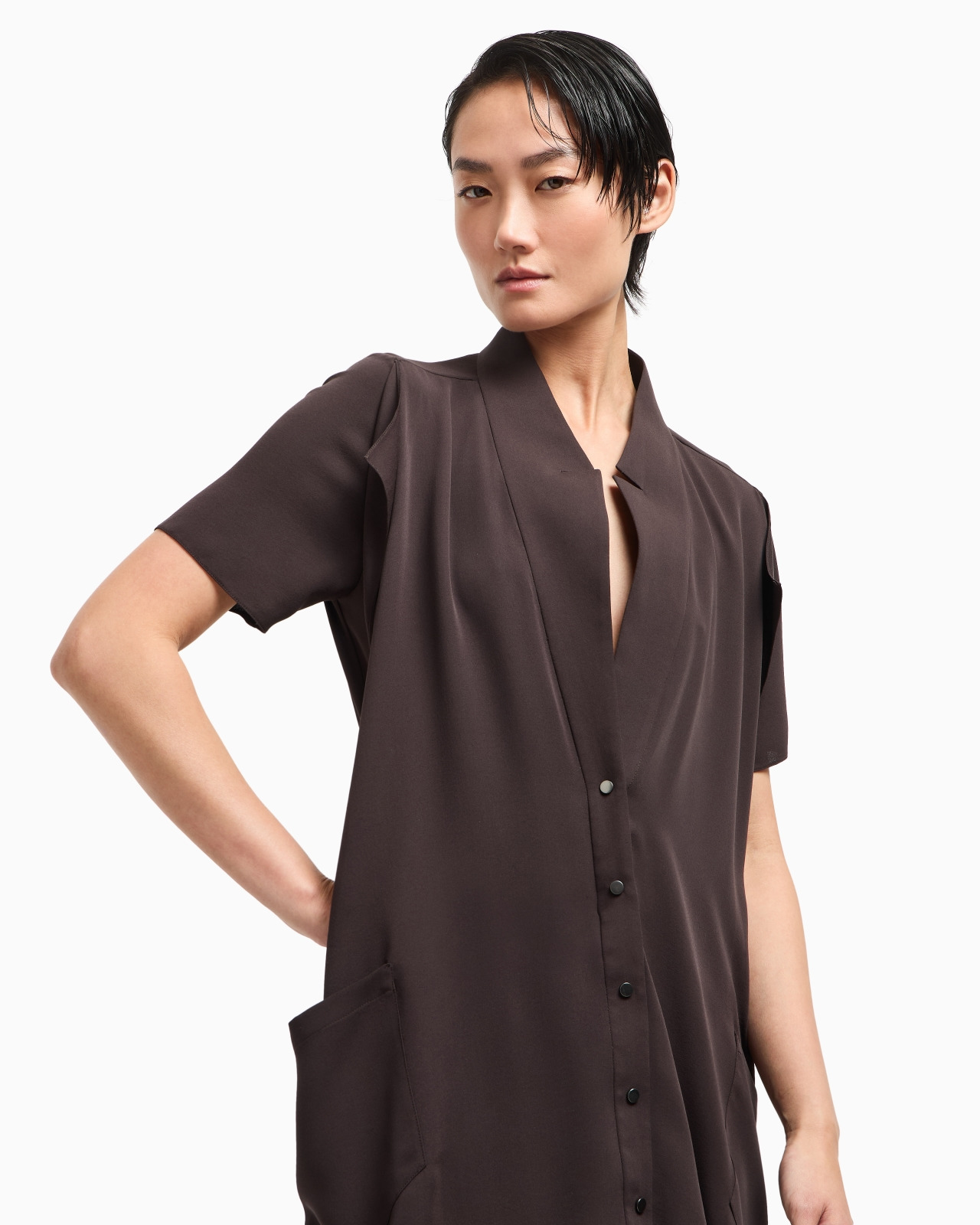LONG TRIPLE SILK GEORGETTE DRESS - 5