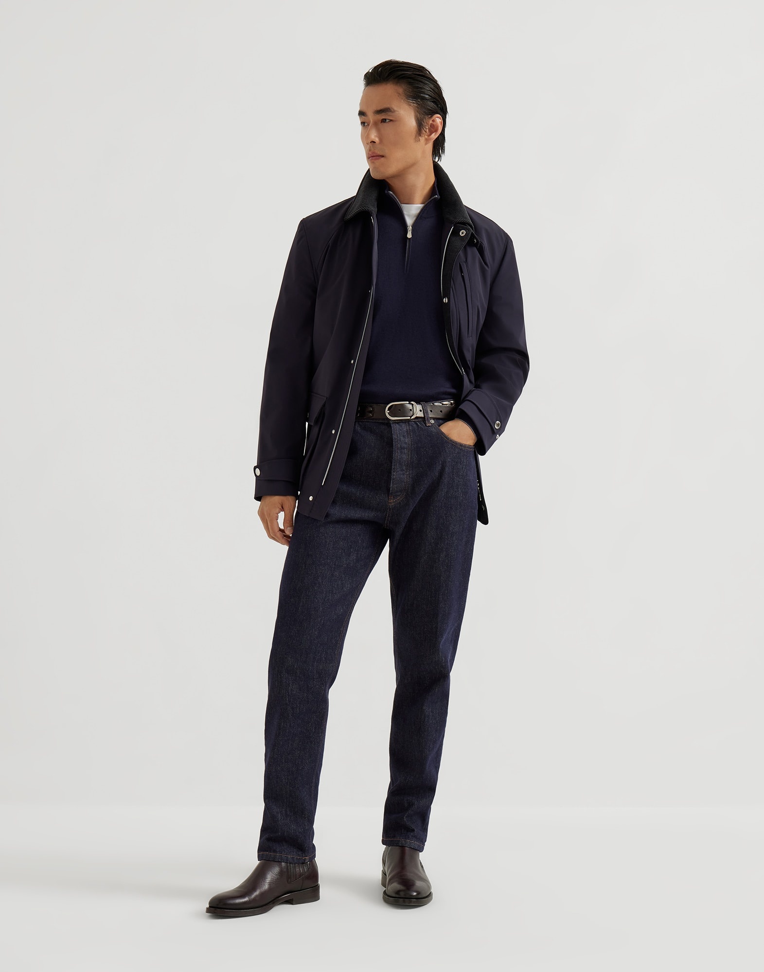 Virgin wool and cashmere lightweight sweater with half-zip - 5