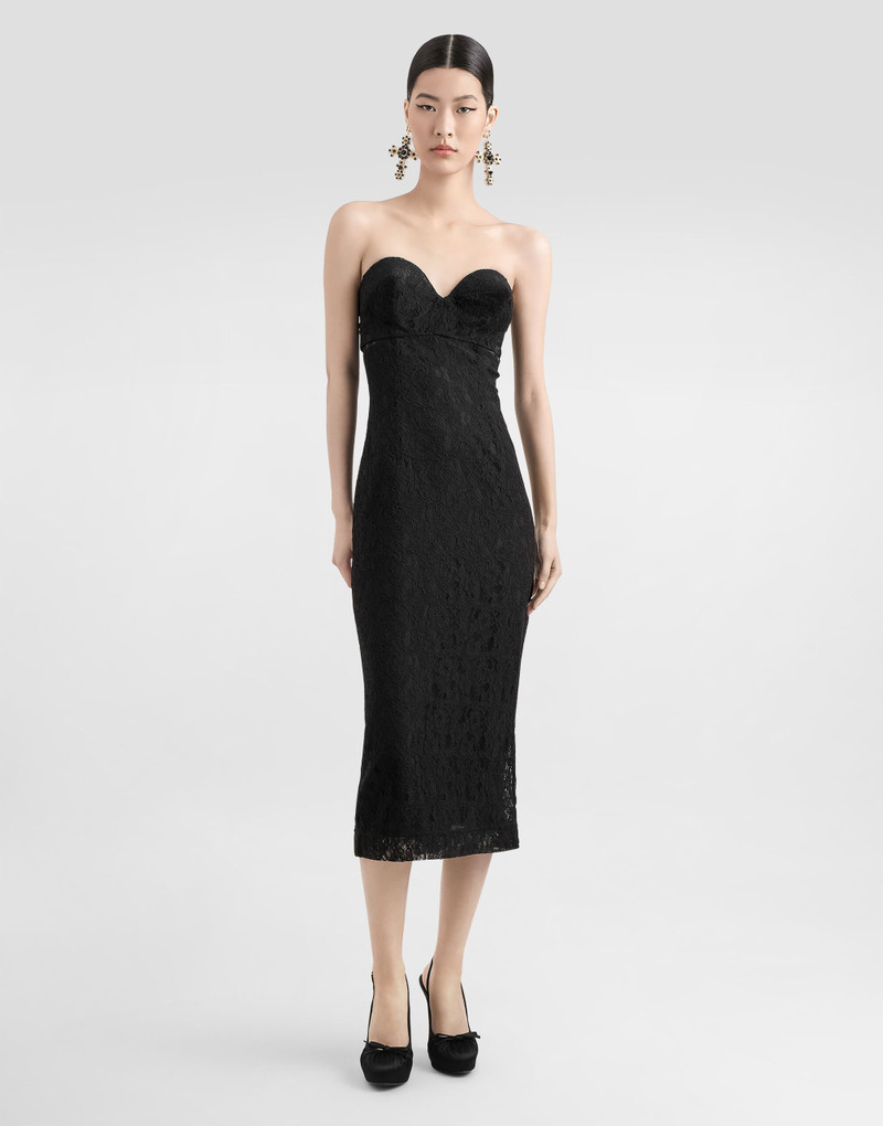 Dolce & Gabbana Strapless lace dress with conical cups outlook
