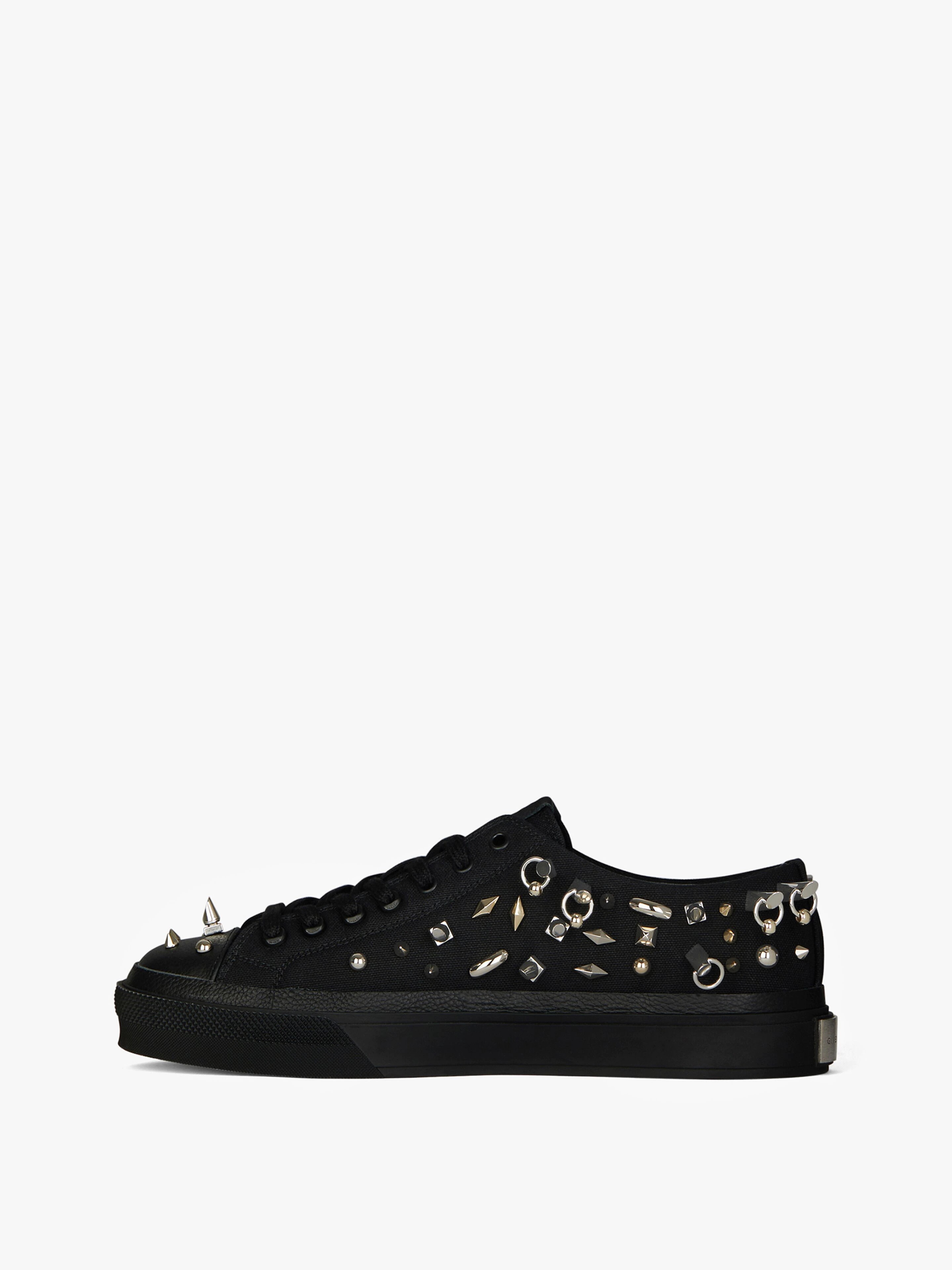 SNEAKERS CITY IN CANVAS AND LEATHER WITH STUDS - 3