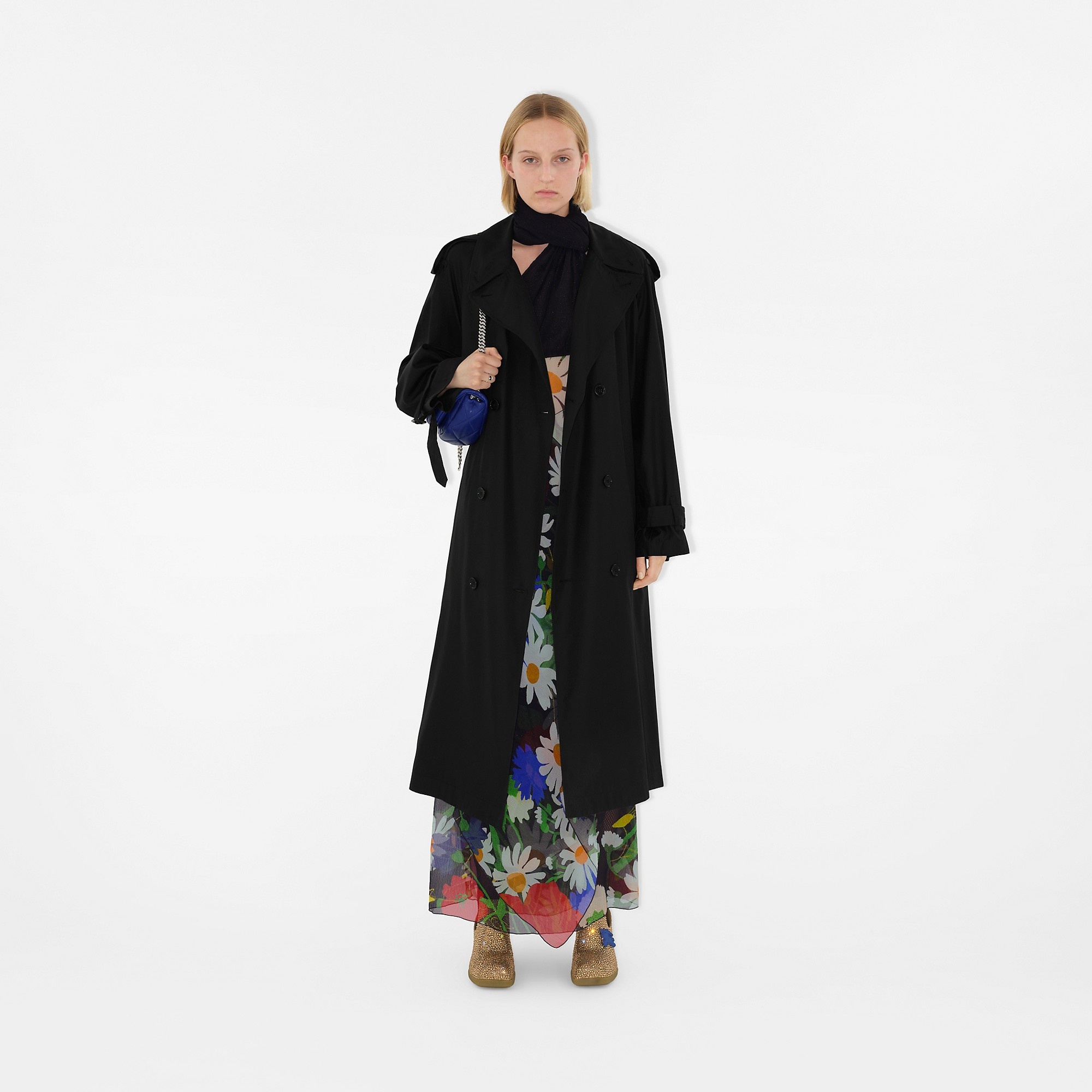 Long Silk Trench Coat - 2