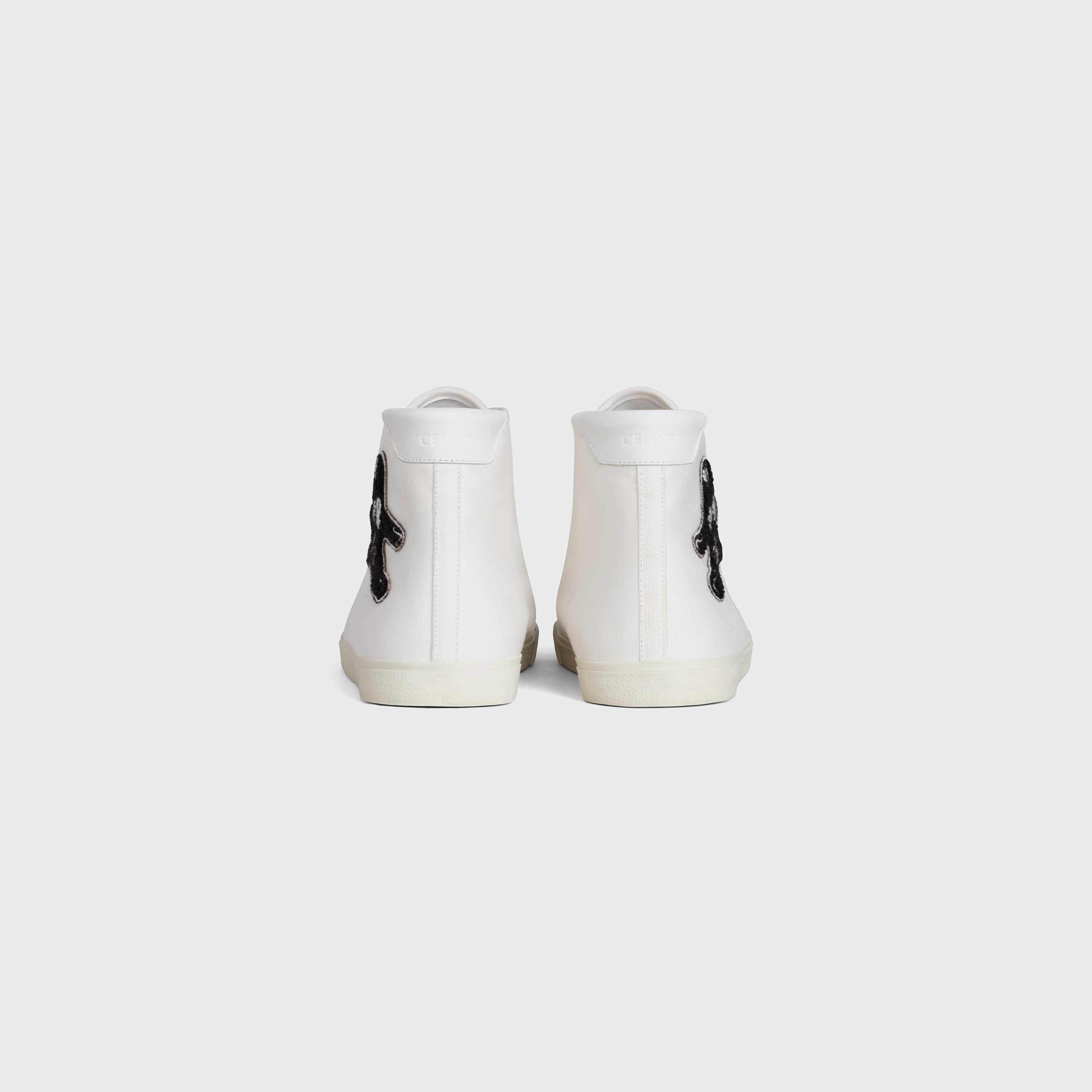 CELINE BLANK MID LACE UP SNEAKER IN CANVAS AND CALFSKIN WITH ANDRÉ BUTZER PRINT - 3