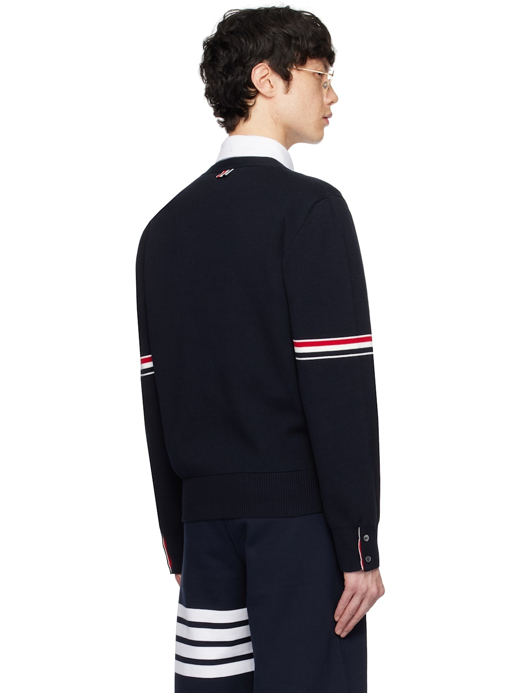 Navy Cotton Milano V-Neck Cardigan - 3