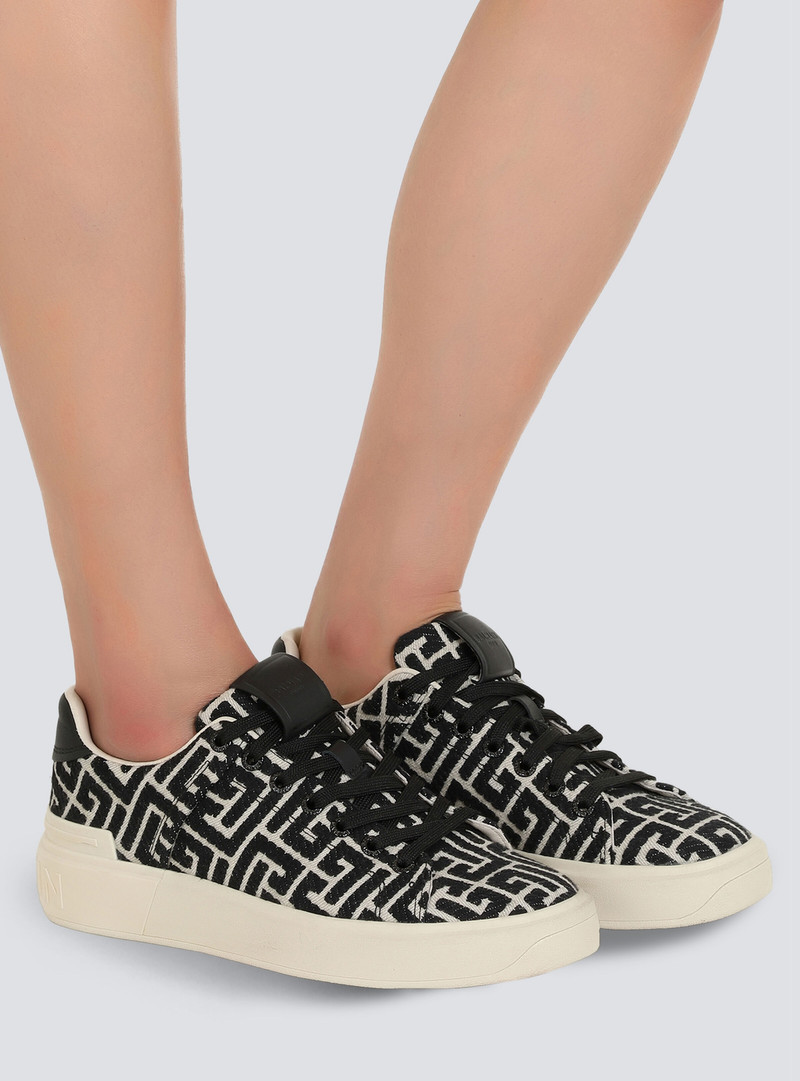 Balmain Bicolor jacquard B-Court sneakers outlook