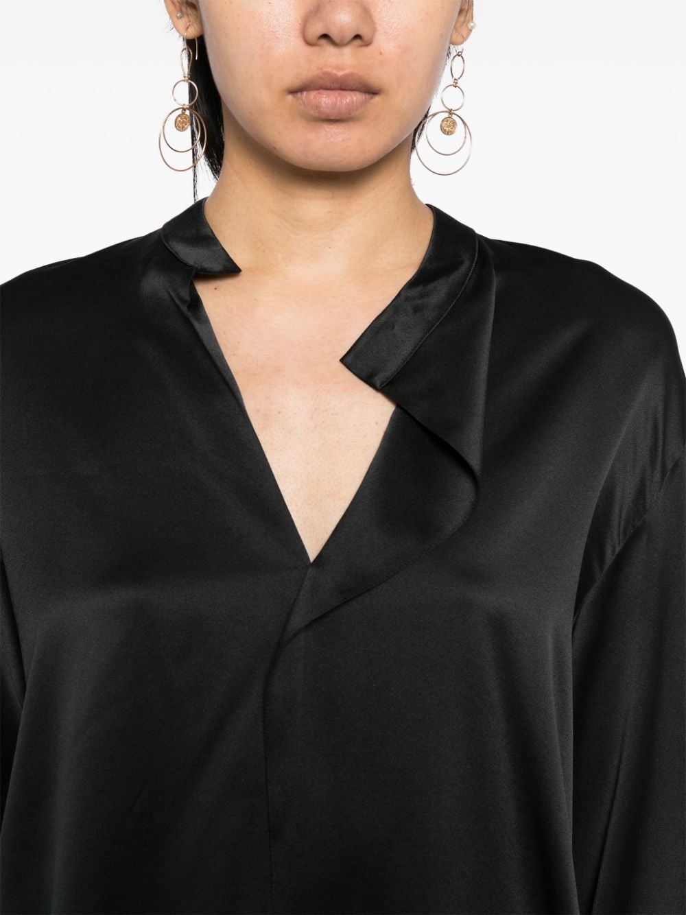 draped silk blouse - 5