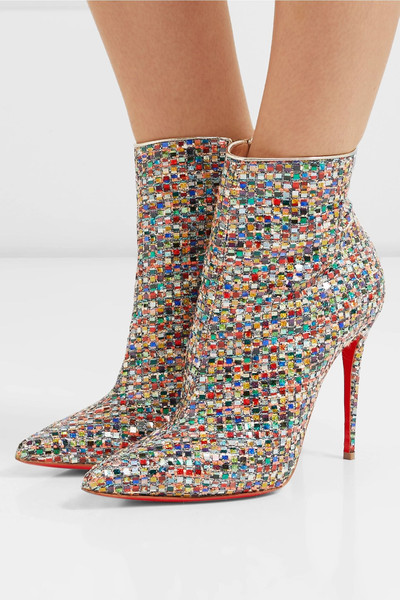 Christian Louboutin So Kate 100 embellished tweed ankle boots outlook