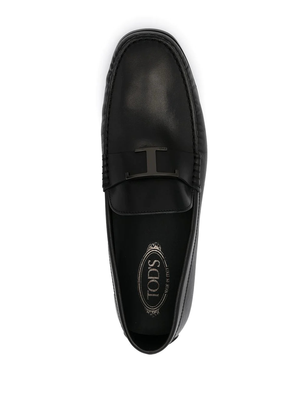 T-logo pebbled loafers - 4