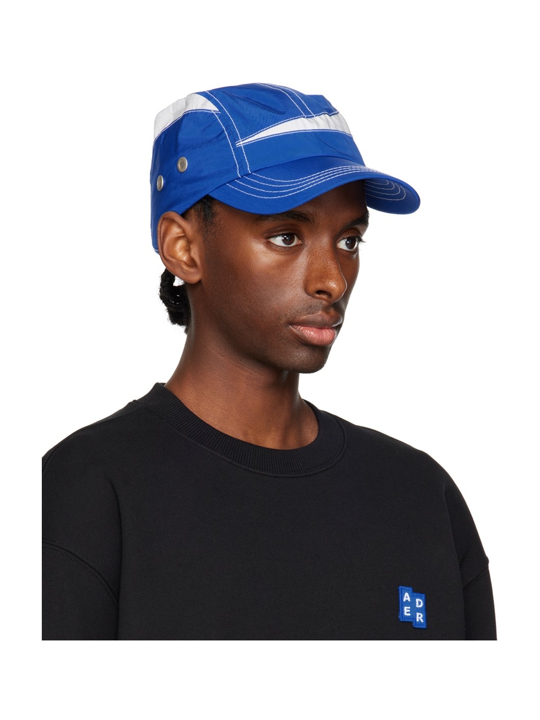 Blue & White Contrast Stitch Cap - 2