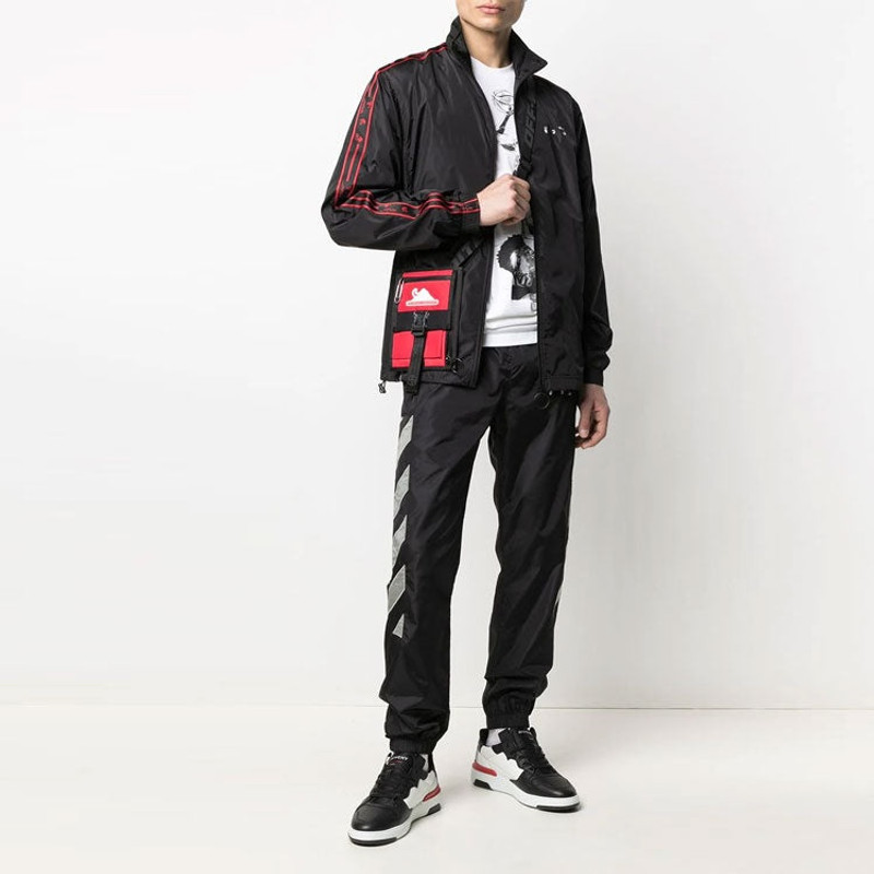Off-White Off-White SS21 Solid Color Logo Printing Zipper Sports Jacket Black OMBD022R21FAB0021001 outlook