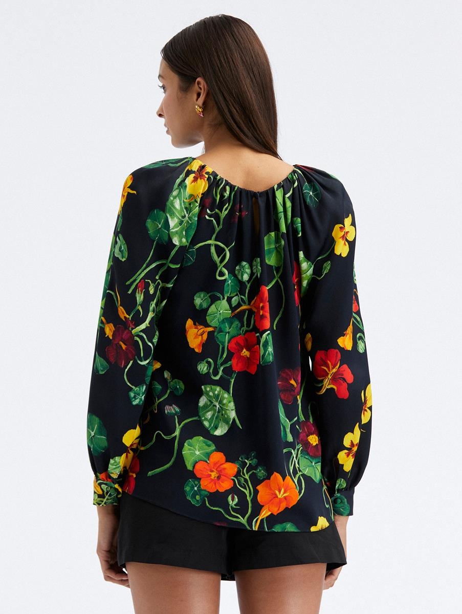 NASTURTIUM SATIN-BACK CREPE BLOUSE - 3
