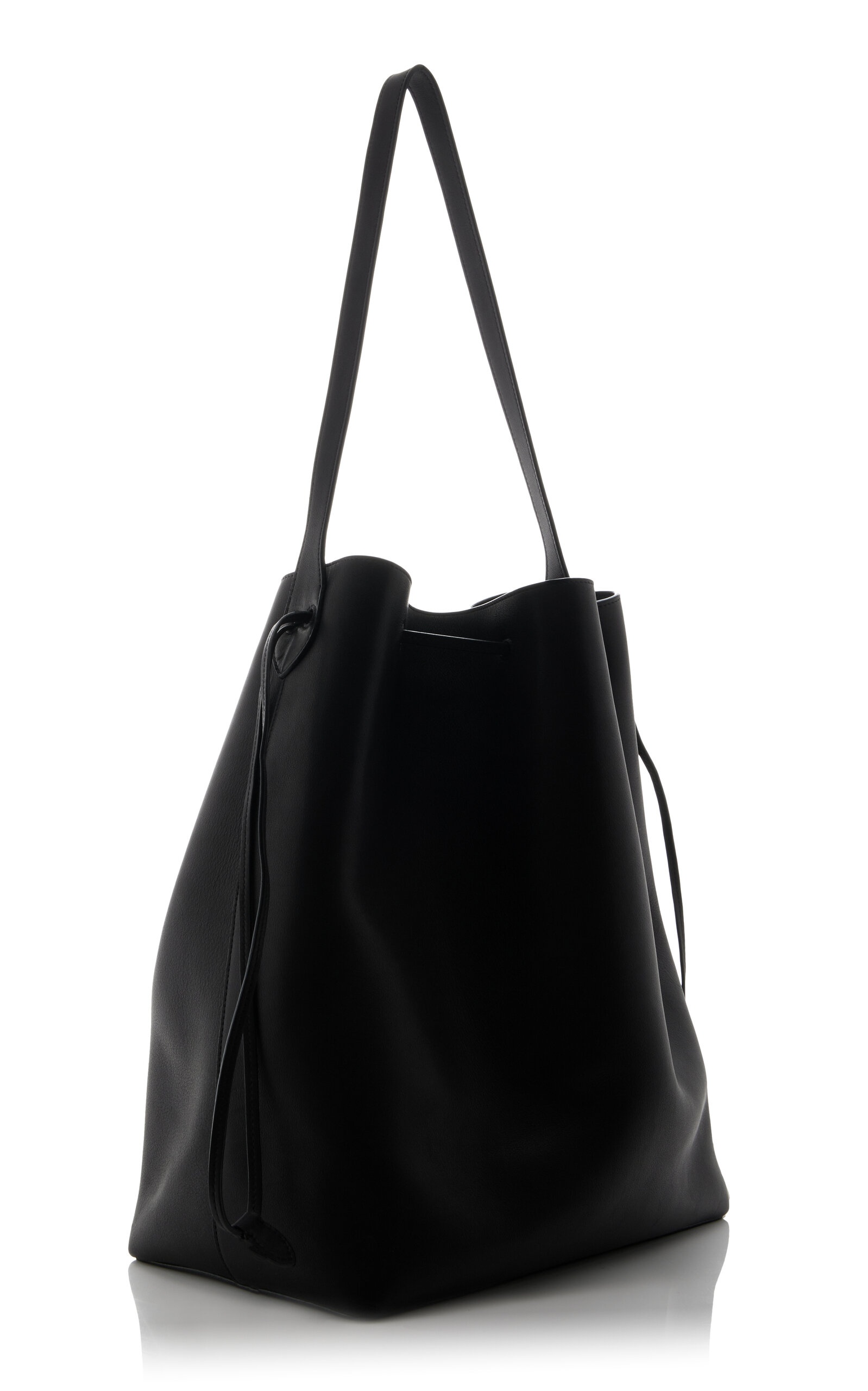 Belvedere Drawstring Leather Tote Bag black - 3