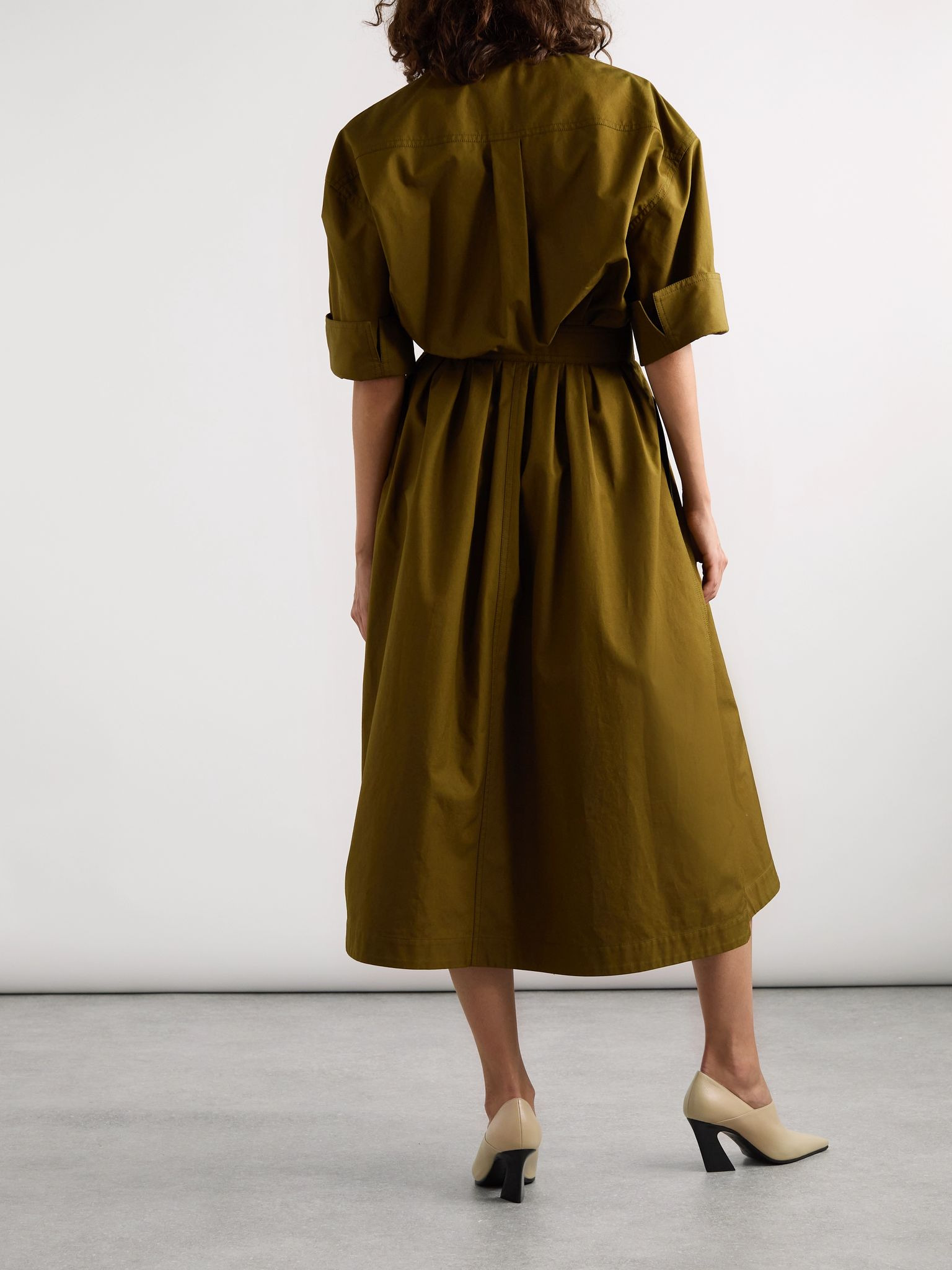 Cotton-canvas midi dress Green - 3