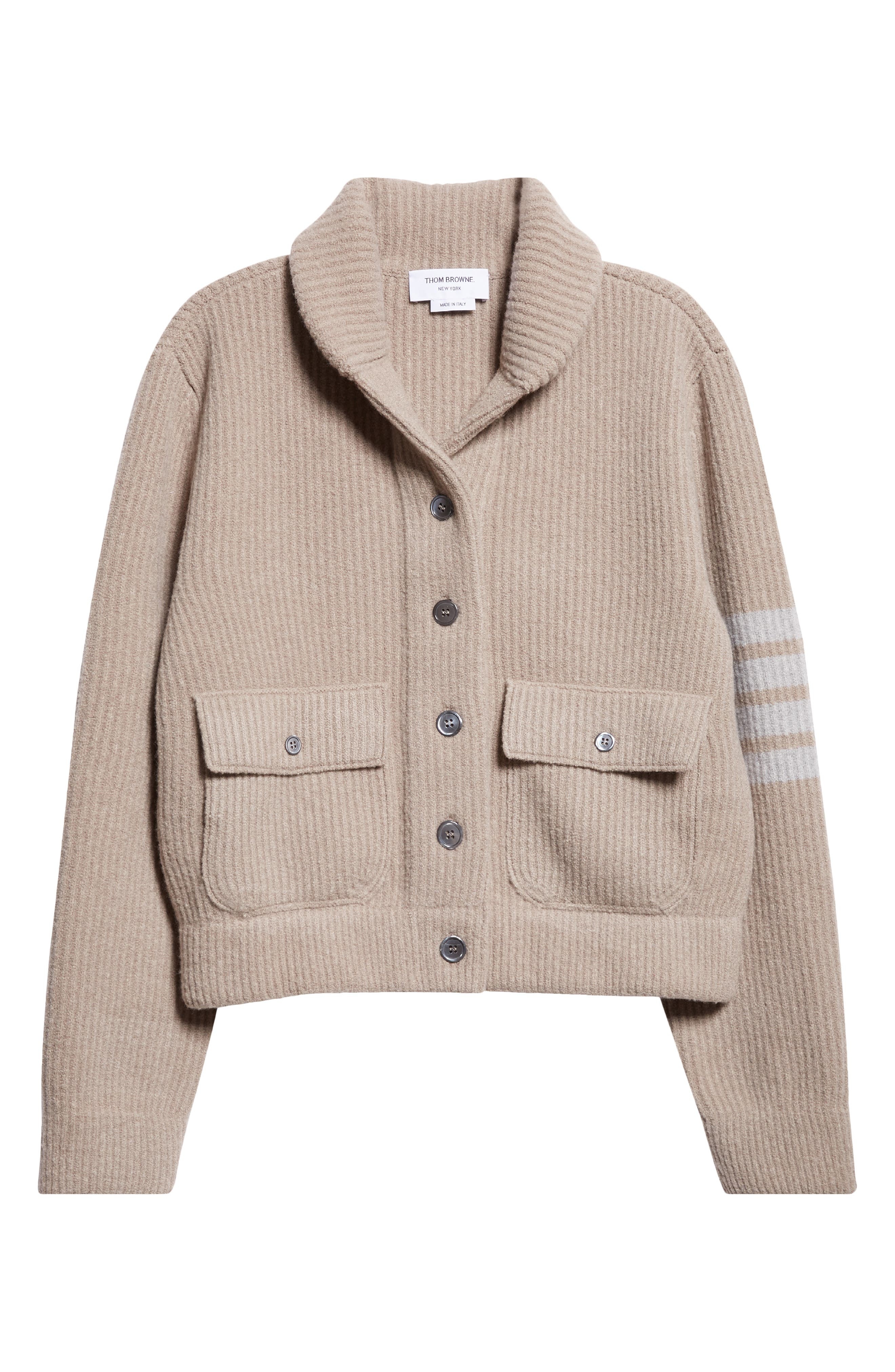 Thom Browne 4-Bar Rib Stitch Wool Blend Bomber Jacket in Medium Brown at Nordstrom - 7