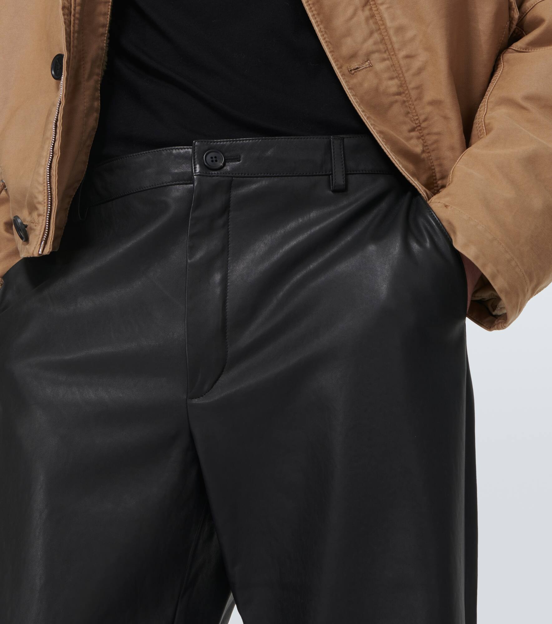 Leather straight pants - 5