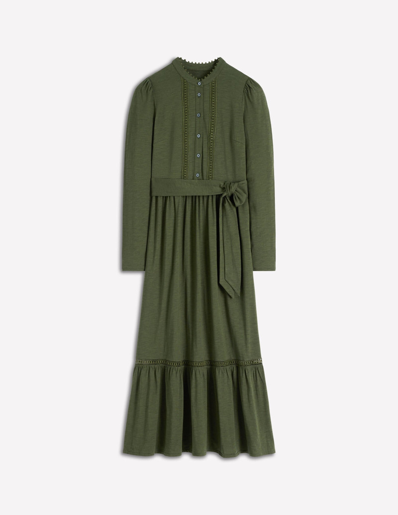 Edwina Jersey Shirt Dress-Kale Leaf 1