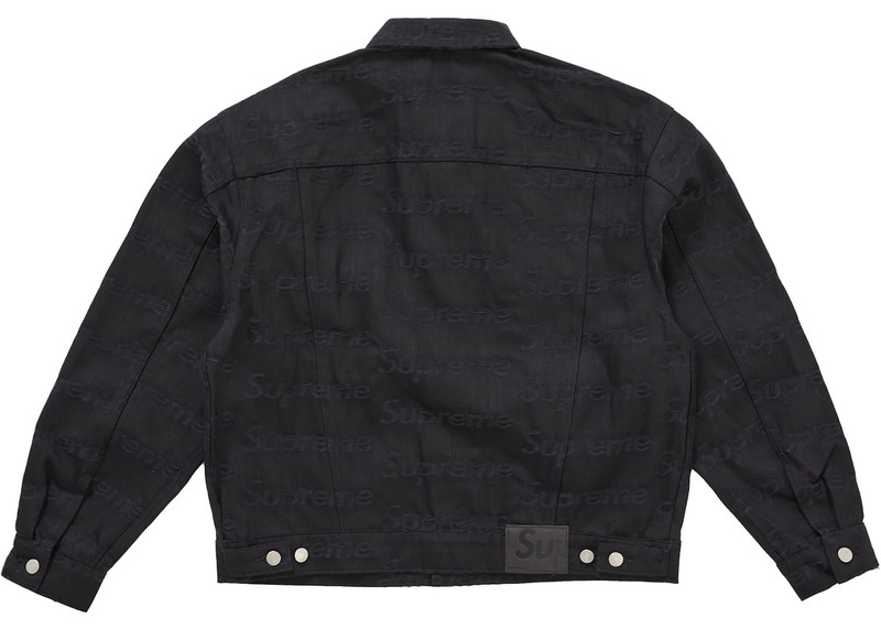 Supreme Supreme Jacquard Logos Denim Trucker Jacket Black outlook