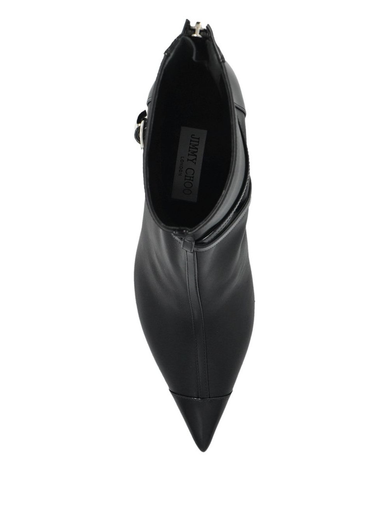 JIMMY CHOO 70mm pearl-embellished pointed-toe boots outlook