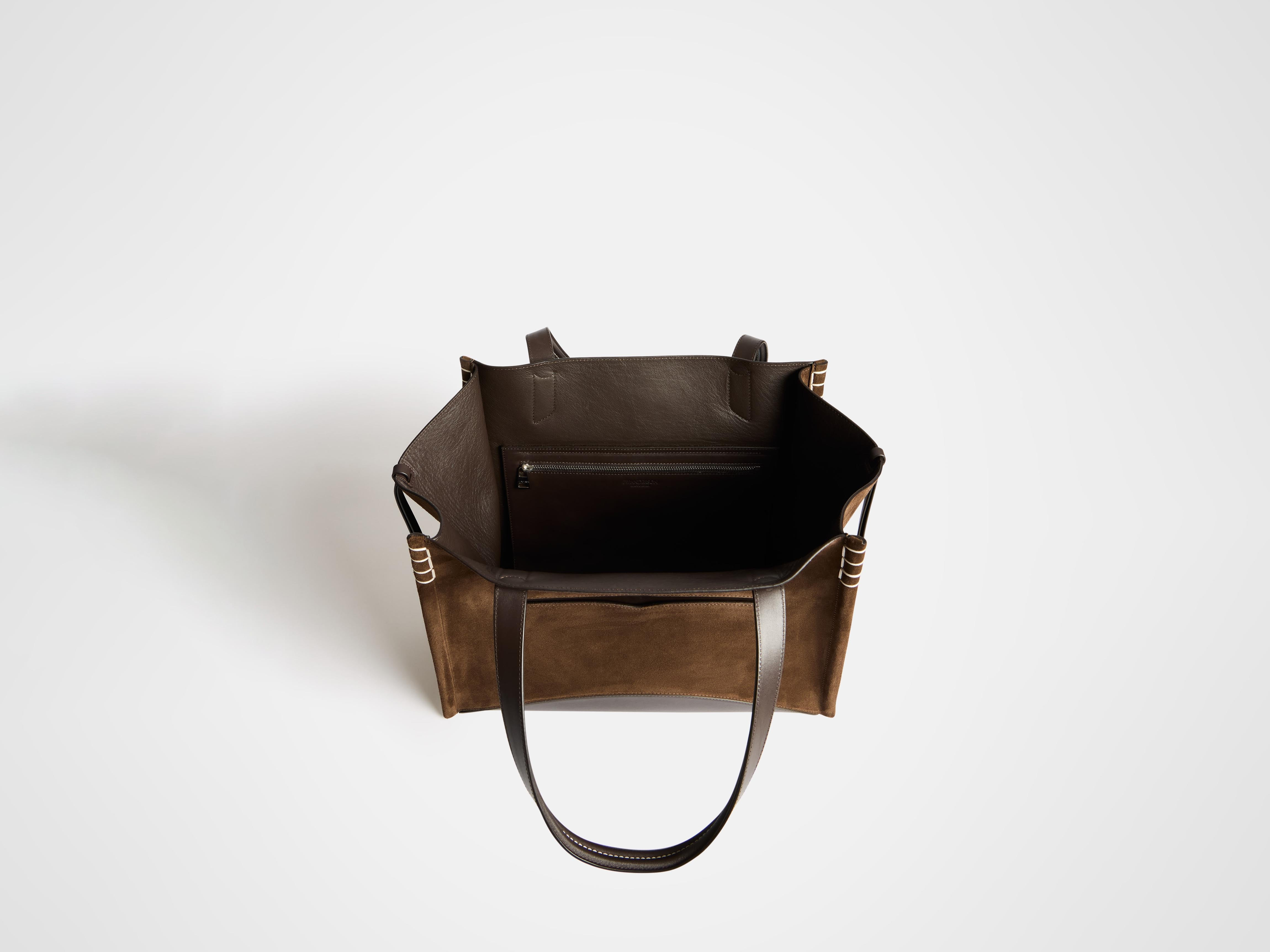 LOAFER CABAS BAG IN BROWN SUEDE - 12