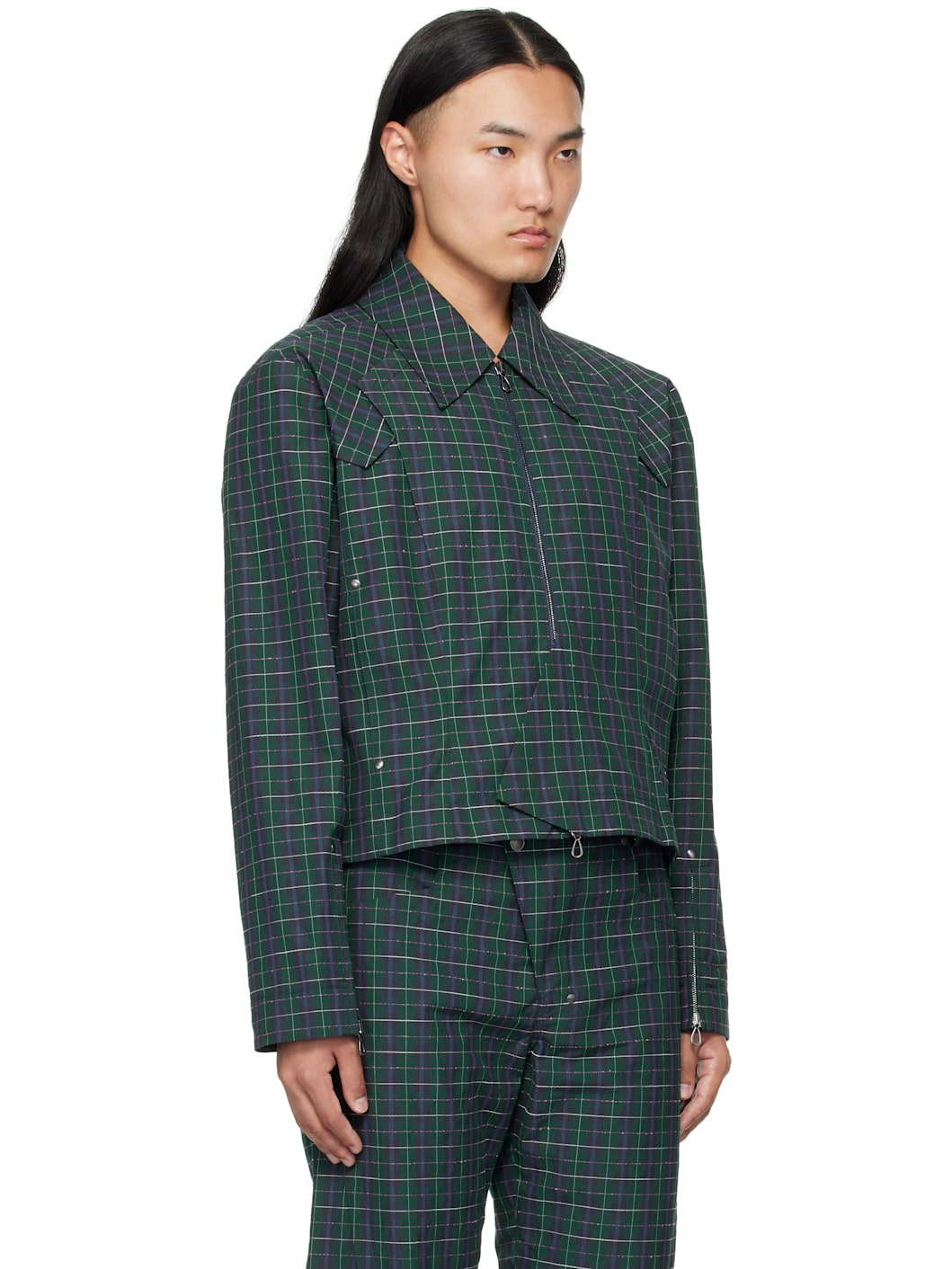 Green Kraner Cropped Blouson Jacket - 2