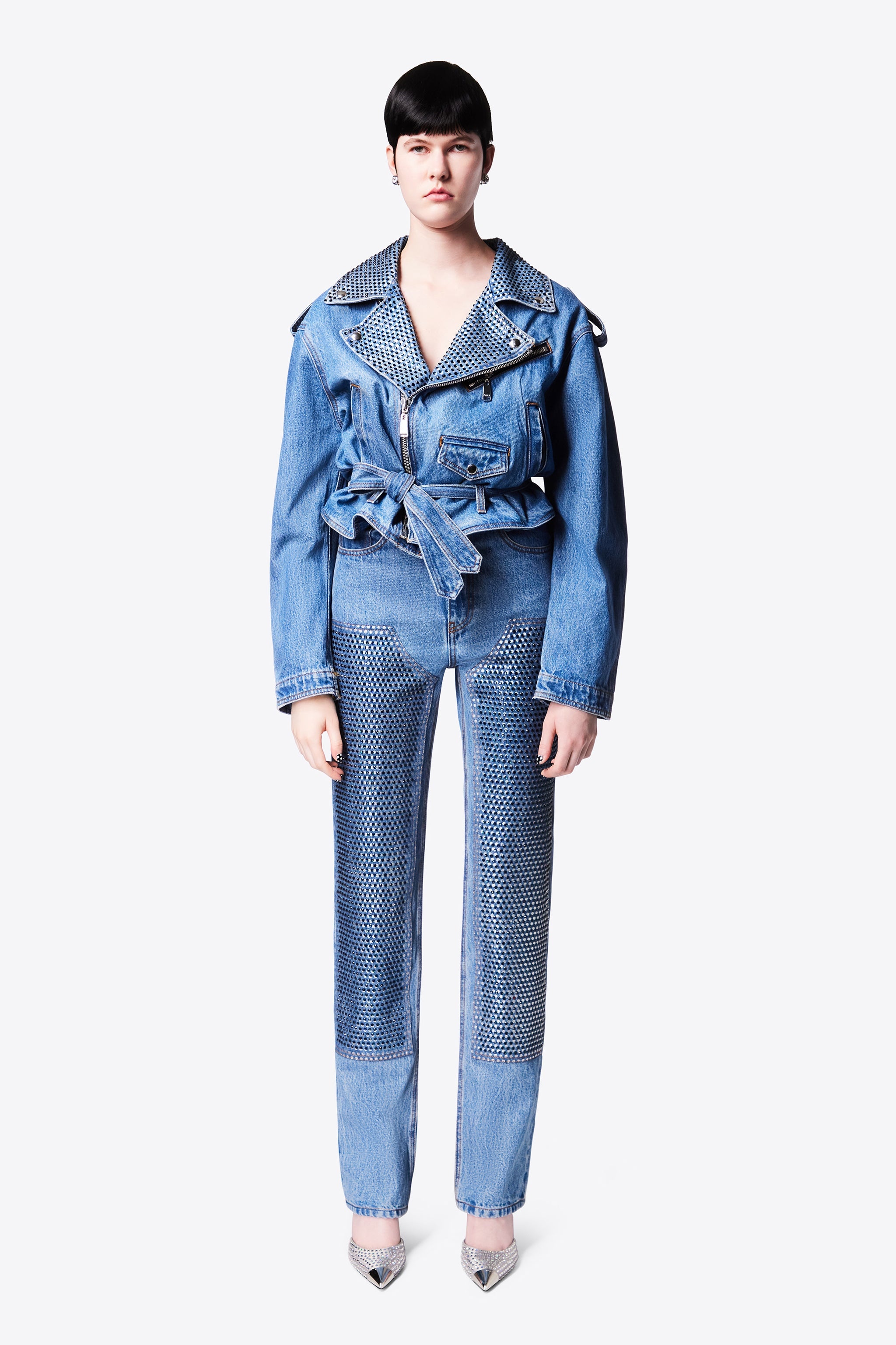 CRYSTAL EMBELLISHED STRAIGHT LEG JEAN - 4