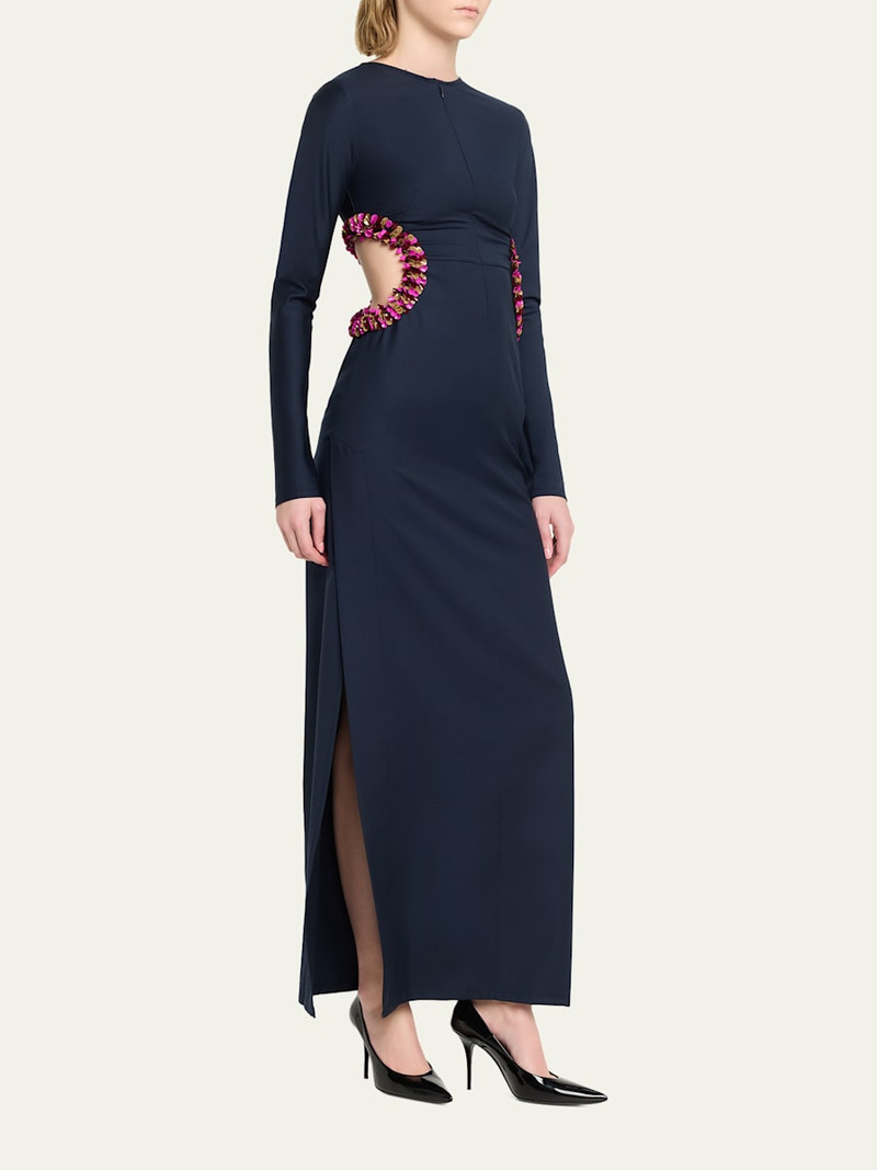 Helm Embellished Cutout Long-Sleeve Maxi Dress 4