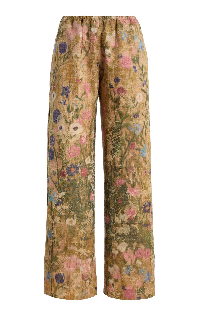 Pam Floral Silk Jacquard Wide-Leg Pants 1