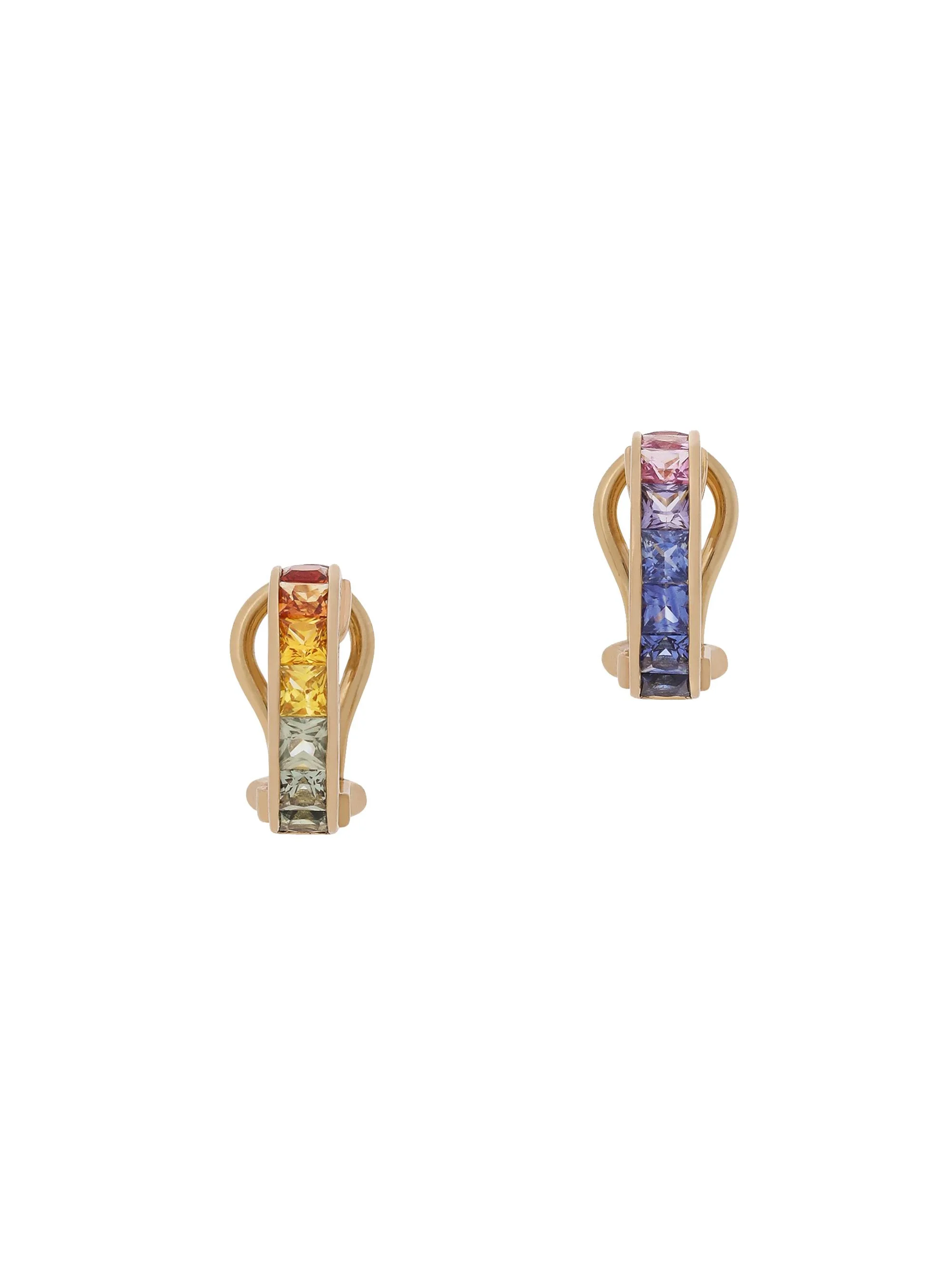 Women's Rainbow 18K Yellow Gold & Multicolored Sapphire Huggie Hoop Earrings - Gold - 1