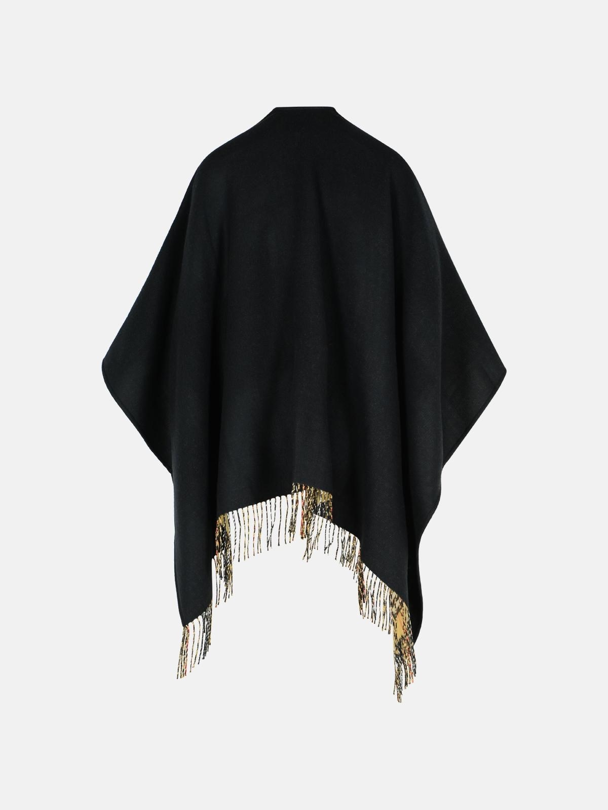 REVERSIBLE BLACK WOOL CAPE - 3