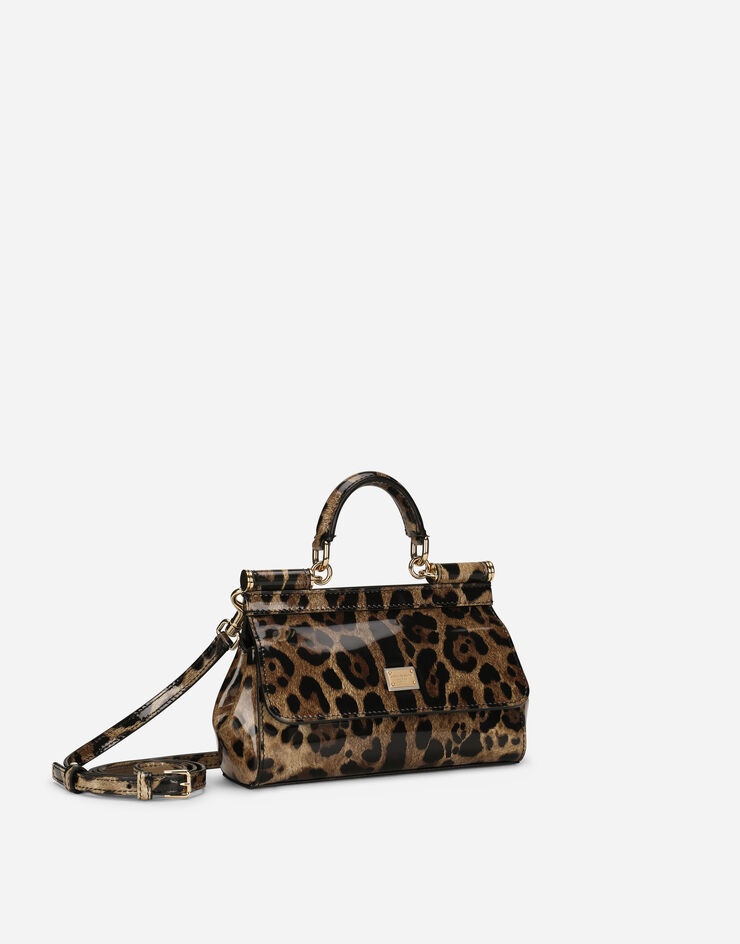 Small Sicily bag in leopard-print polished calfskin - 3