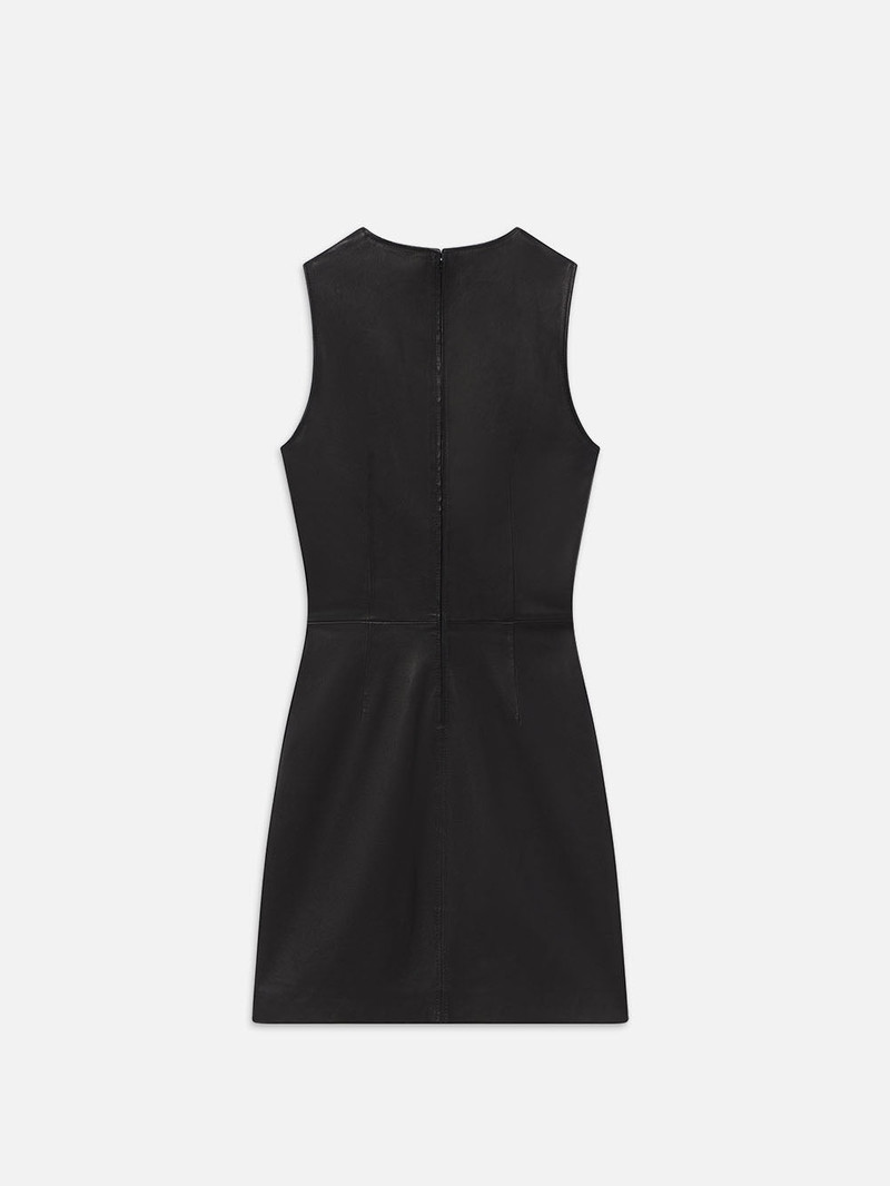 Leather Keyhole Dress in Black 4