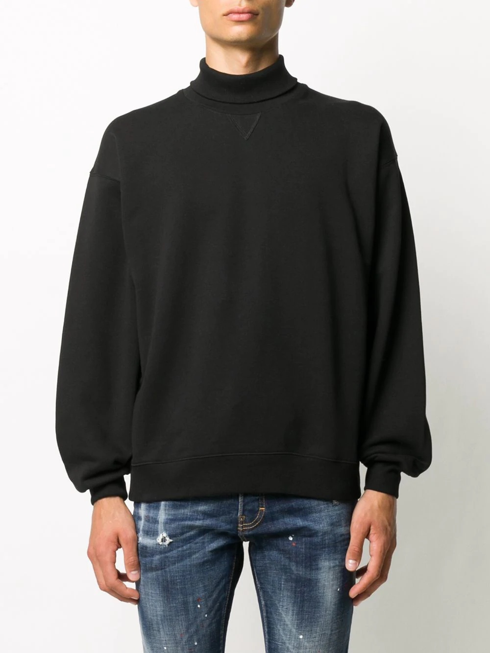 high neck sweatshirt with logo appliqué at rear - 3