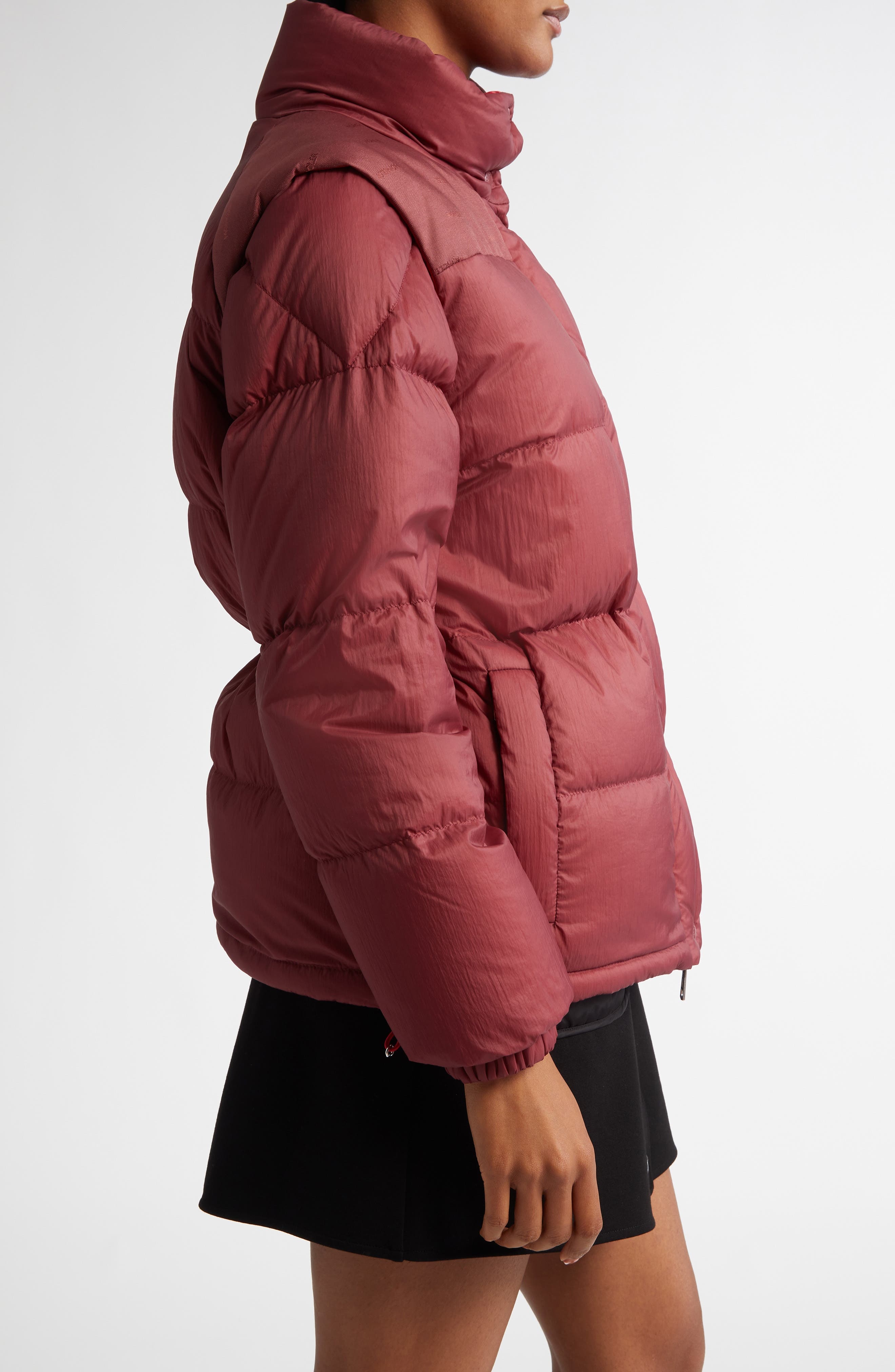 Moncler Verone Convertible Down Puffer Jacket in Dark Red at Nordstrom - 4