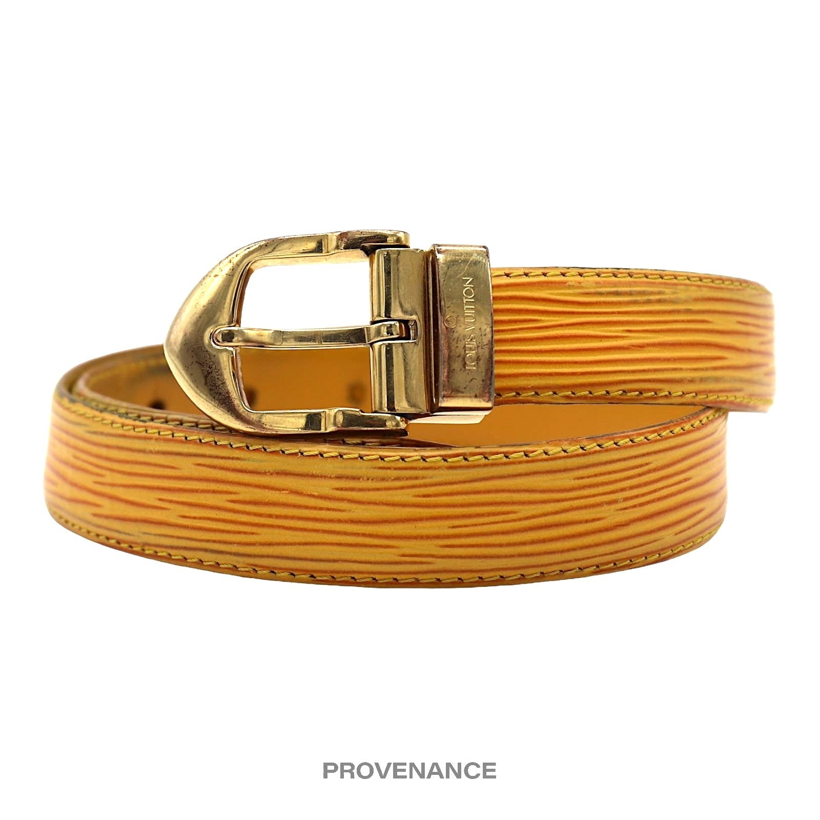 Louis Vuitton Louis Vuitton Ceinture Belt Yellow Epi Leather 85 34 provenance REVERSIBLE