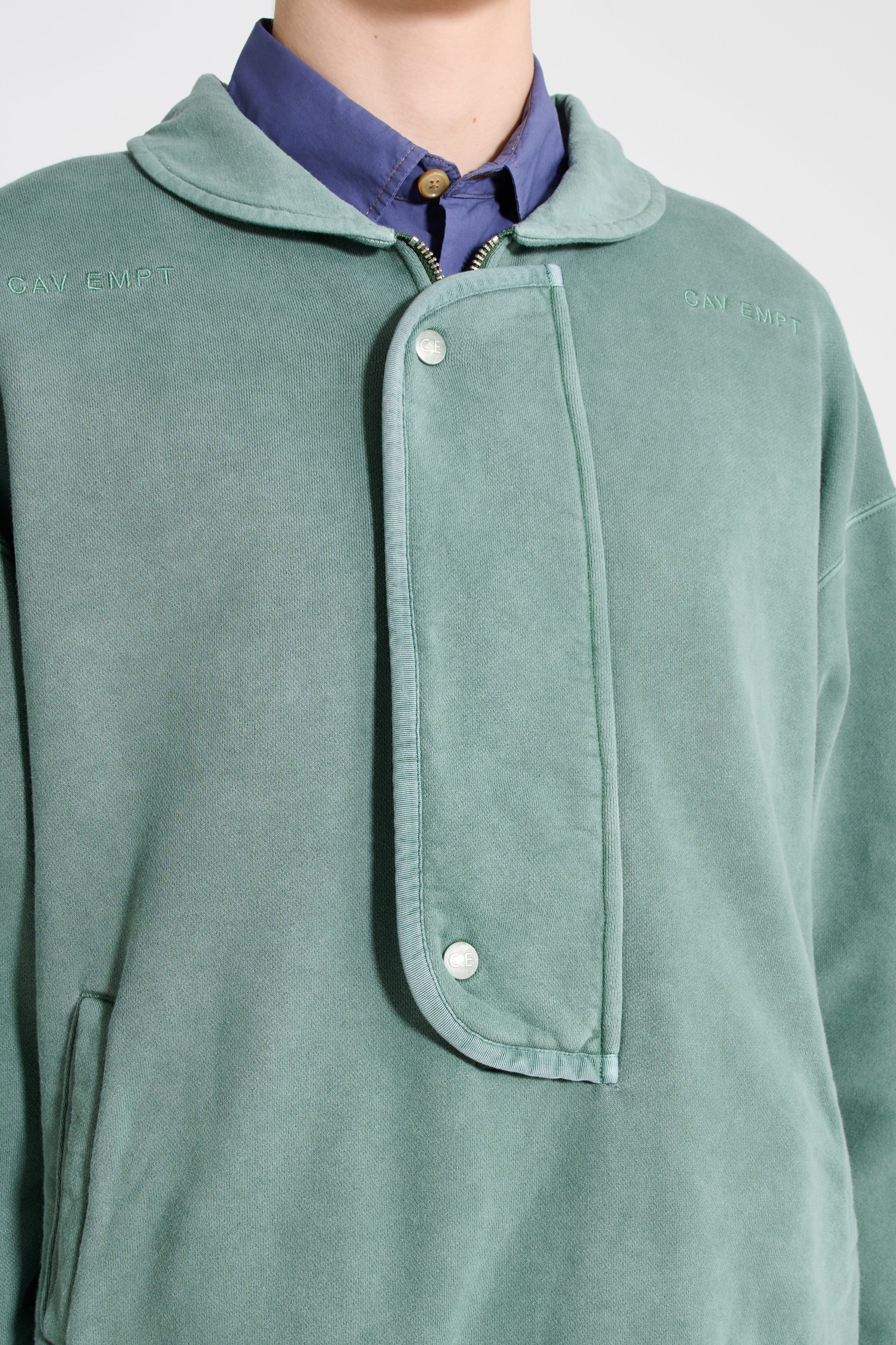 Cav Empt CAV EMPT OVERDYE COLLARED HALF ZIP GREEN | REVERSIBLE