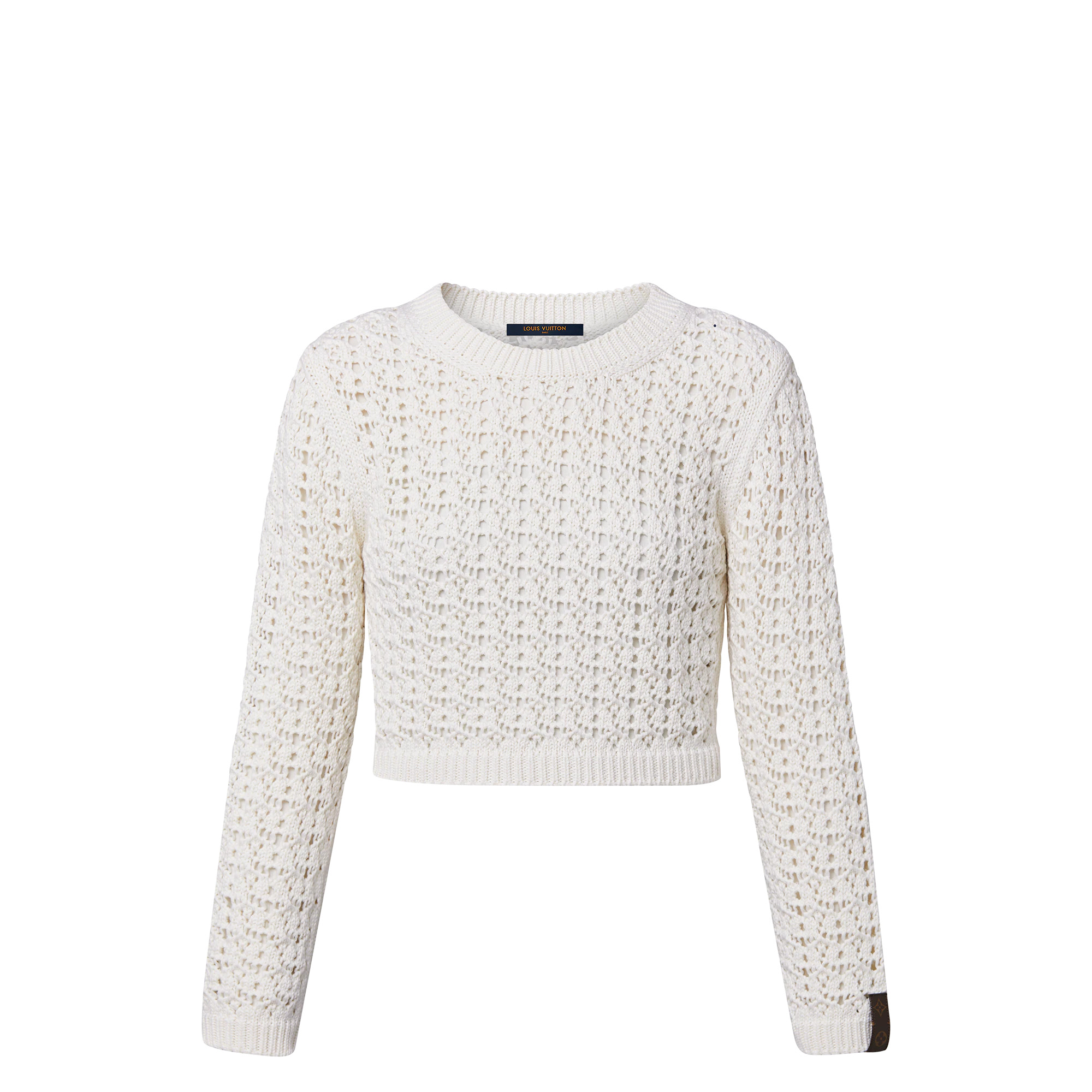 Crochet Knit Cropped Pullover - 1